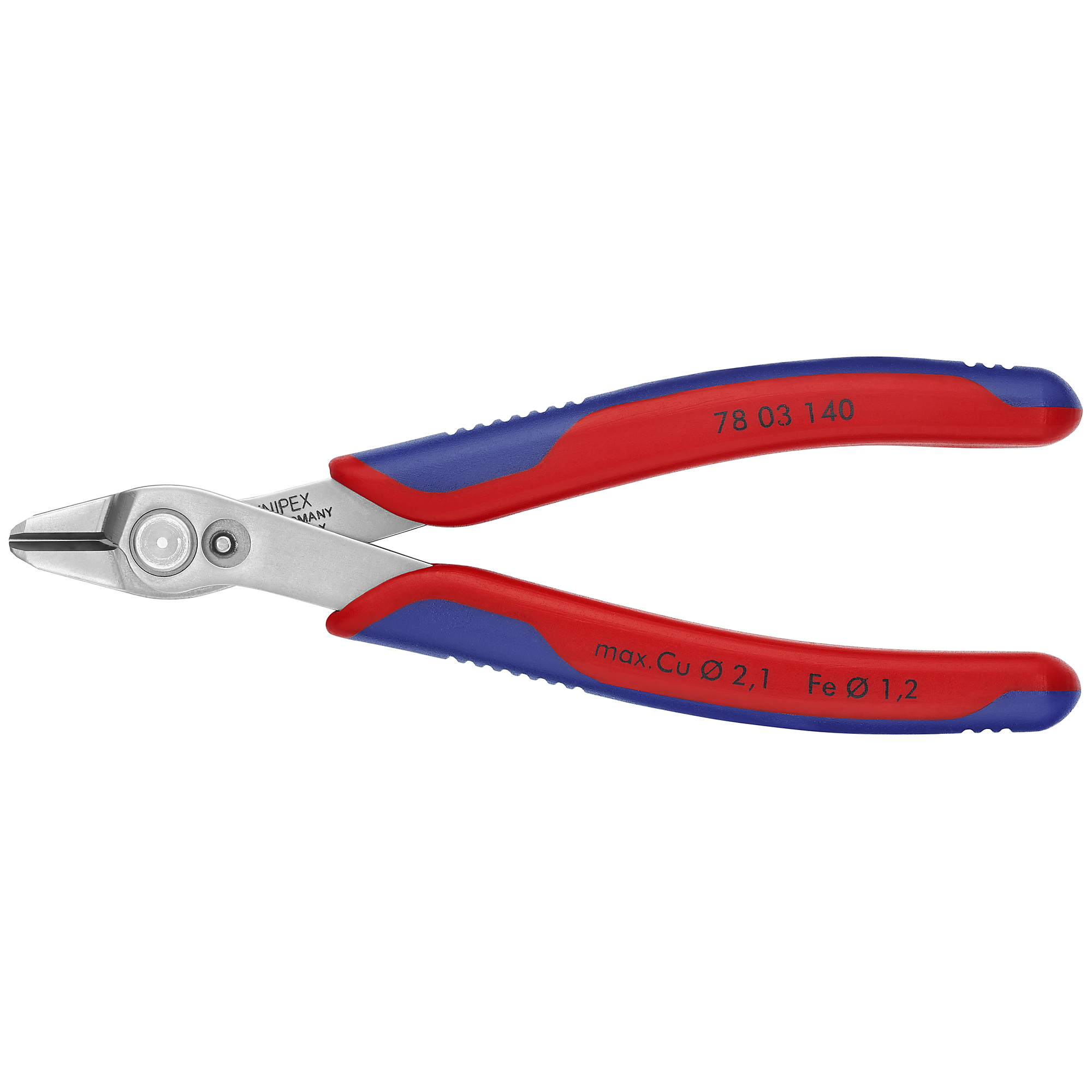 KNIPEX Super Knips , Electronics Super Knips XL, Comfort grip, 5.5Inch, Pieces (qty.) 1 Material Steel, Jaw Capacity 0.125 in, Model 78 03 140 SBA