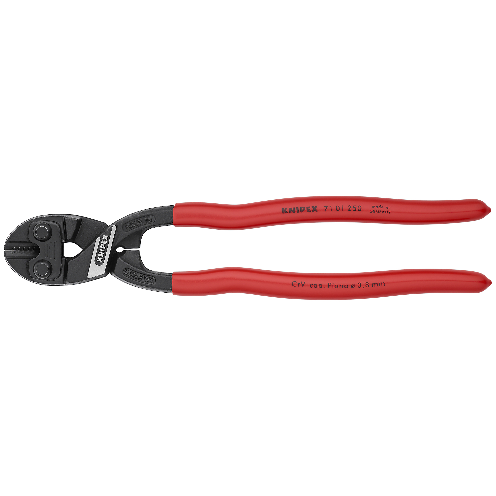 KNIPEX, CoBolt HL XL Bolt Cutters, Plastic coating, 10Inch, Tool Length 10 in, Jaw Opening 0.38 in, Cutting Capacity 0.22 in, Model 71 01 250 SBA