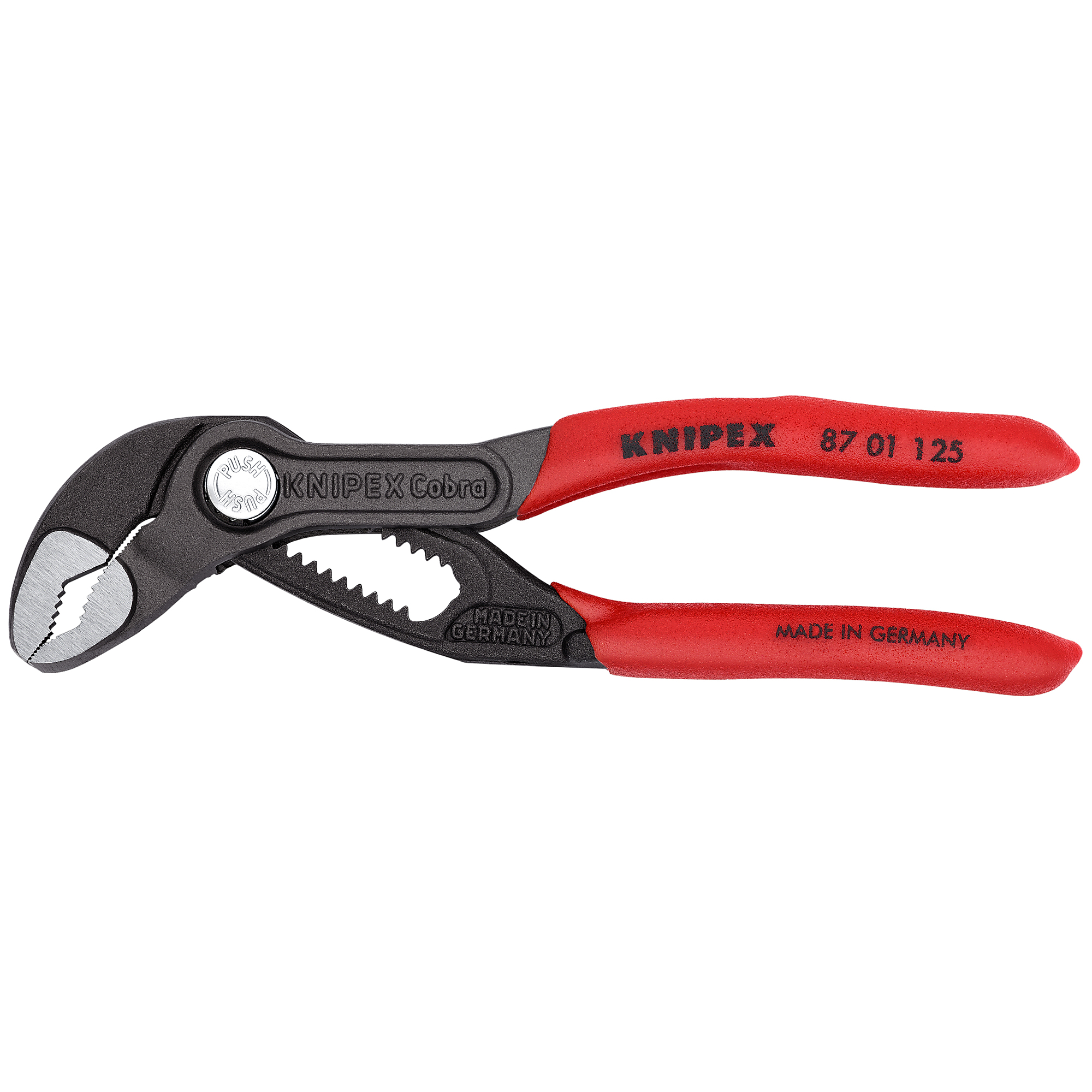 KNIPEX Cobra , Cobra Water Pump Pliers, Non-slip plastic, 5Inch, Pieces (qty.) 1 Material Steel, Jaw Capacity 1.063 in, Model 87 01 125 SBA