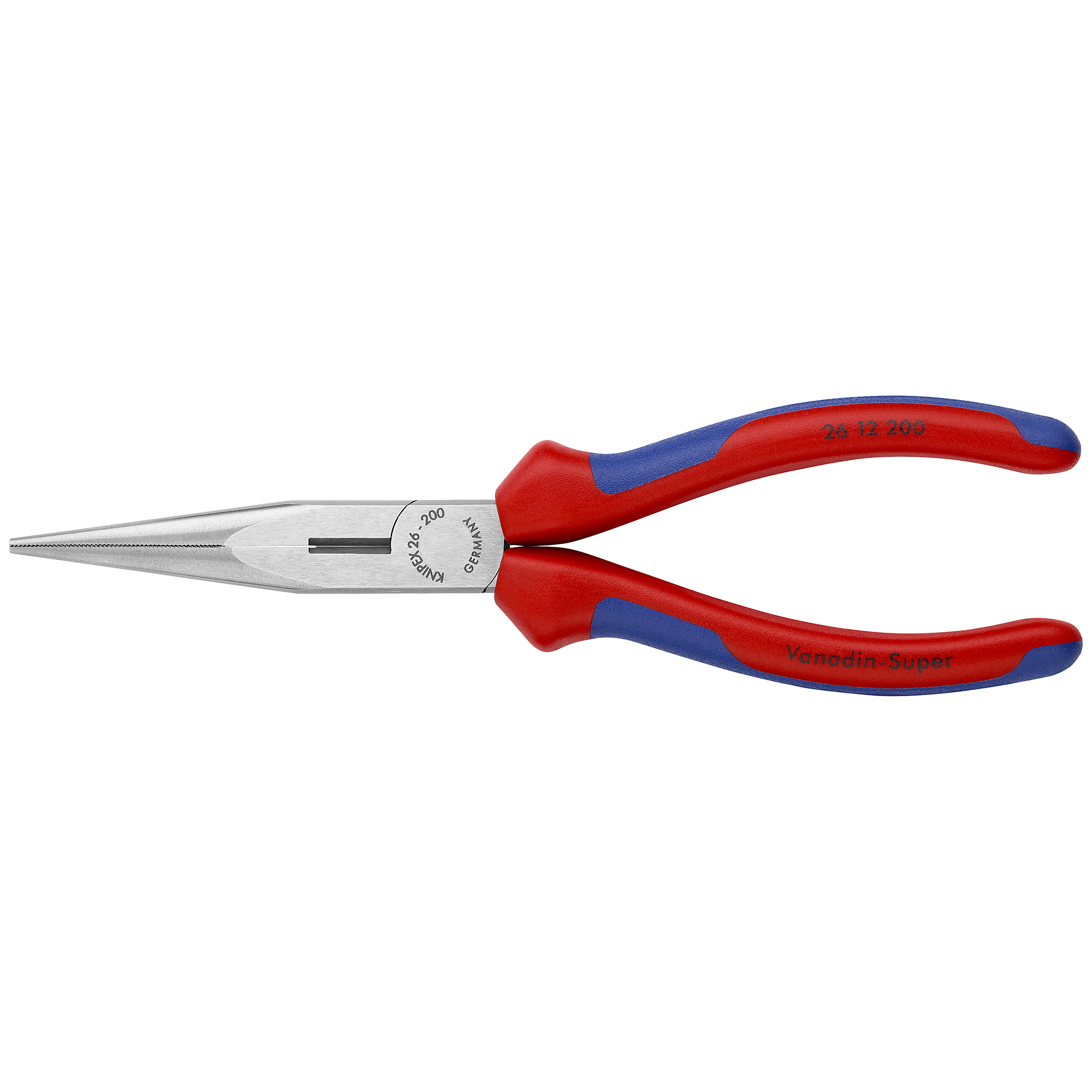 KNIPEX, Long Nose Pliers w/Cutter, 8Inch, Pieces (qty.) 1 Material Steel, Jaw Capacity 0.125 in, Model 26 12 200 SBA