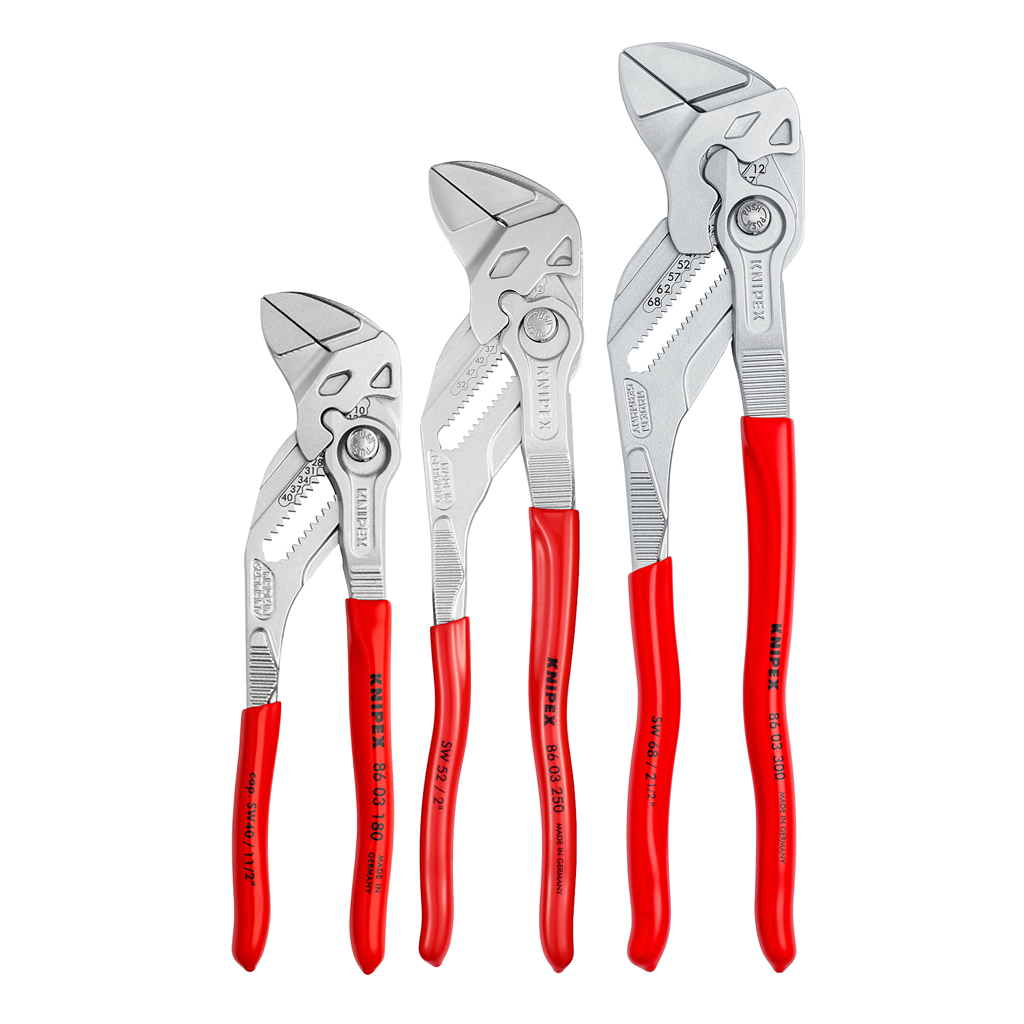 KNIPEX, 3PC Pliers Wrench Sets, Plastic coating, Pieces (qty.) 3, Material Chrome Vanadium, Model 00 20 06 US2
