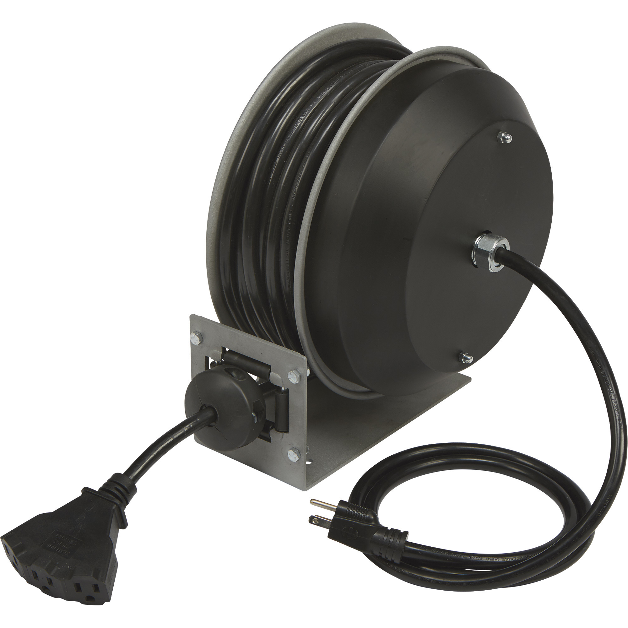 Strongway Heavy-Duty Retractable Extension Cord Reel, 30ft., 12/3, Triple Tap