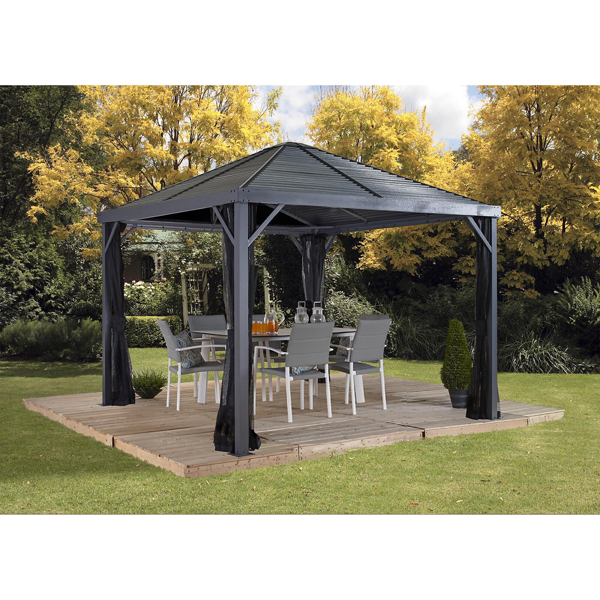 ShelterLogic Sojag, Sanibel Gazebo 8x8 500-9,162,806, Color Gray, Shape Other, Frame Material Aluminum, Model 500-9162806