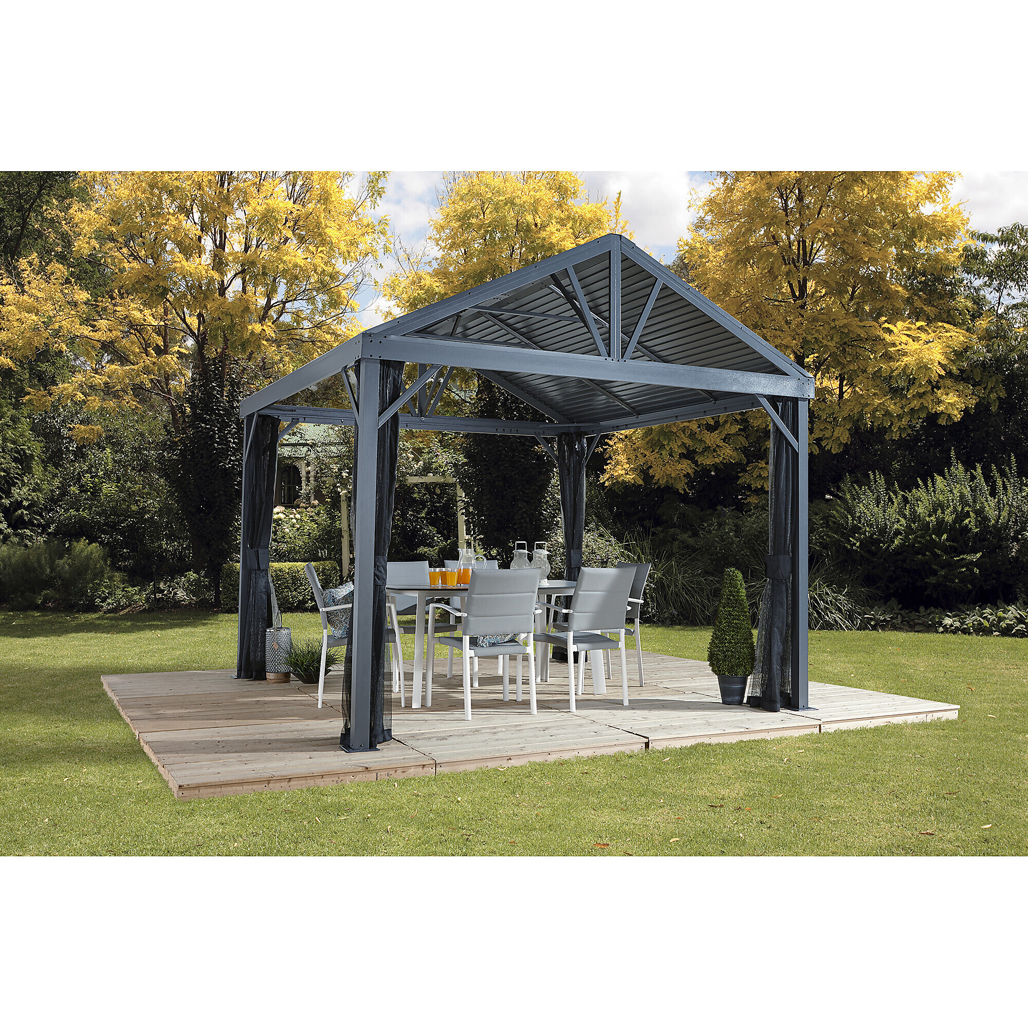 ShelterLogic Sojag, Sanibel I Gazebo 8x8 500-9,162,820, Color Gray, Shape Other, Frame Material Aluminum, Model 500-9162820