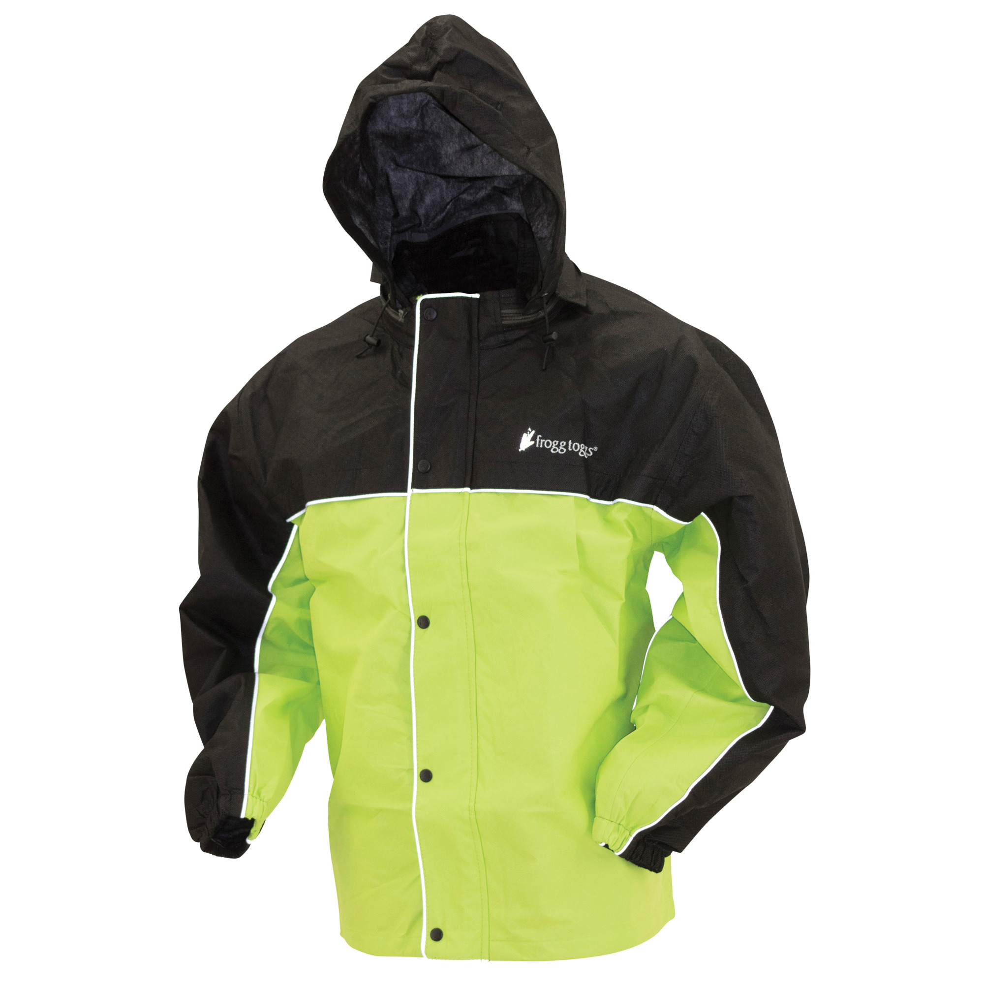 frogg toggs, Road Toad Reflective Jacket, Size XL, Color Lime / Black with Frogg Eyzz, Model FT63133-148XL