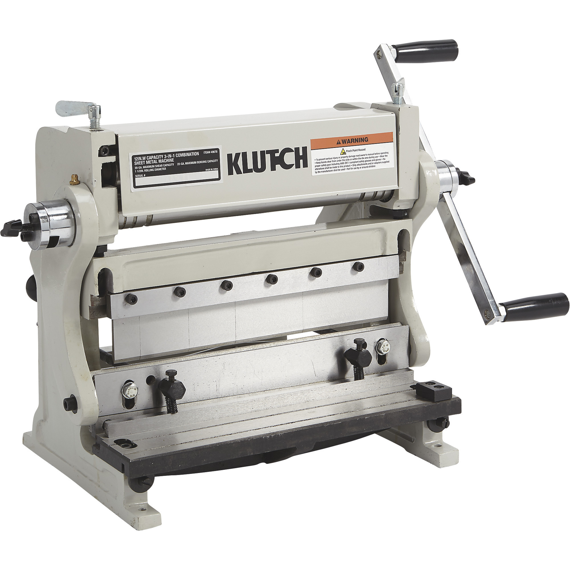 Klutch 3-In-1 Combination Sheet Metal Machine, 12Inch