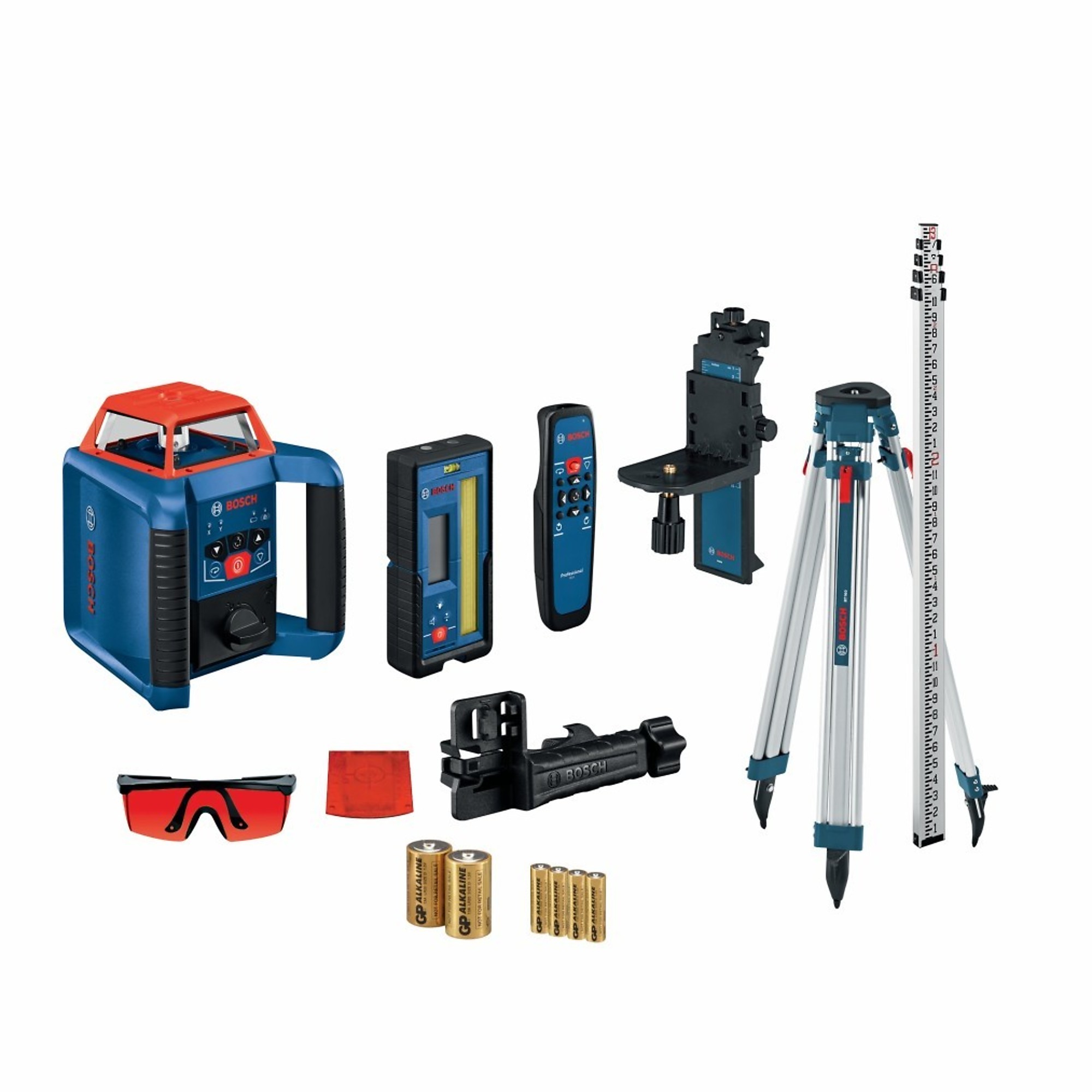 Bosch, REVOLVE2,000 Self-Leveling Rotary Laser Kit, Level Type Rotar Laser, Length 7 in, Accuracy 0.06 in, Model GRL2000-40HVK