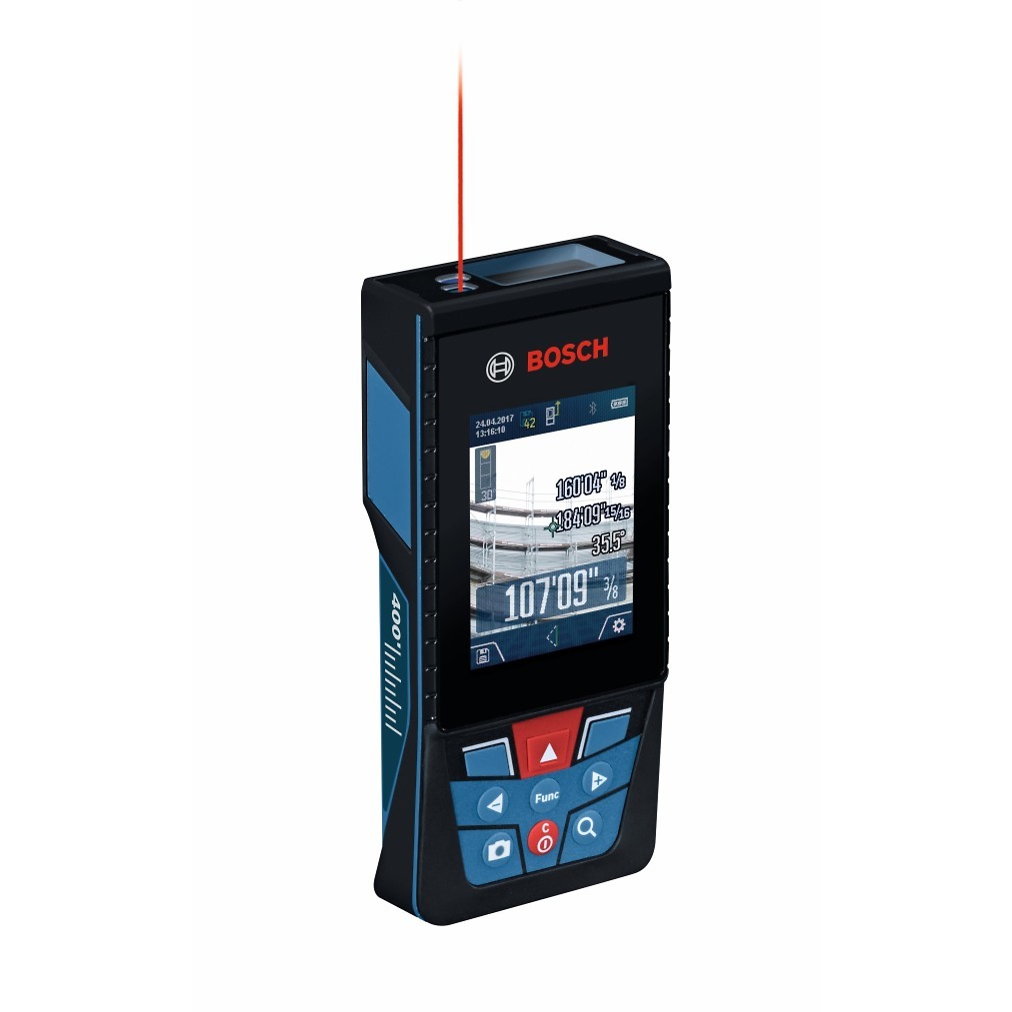 Bosch, BLAZE Outdoor 400ft. Lithium Laser Measure Camera, Max. Measuring Distance 400 ft, Accuracy 0.06 in, Model GLM400CL