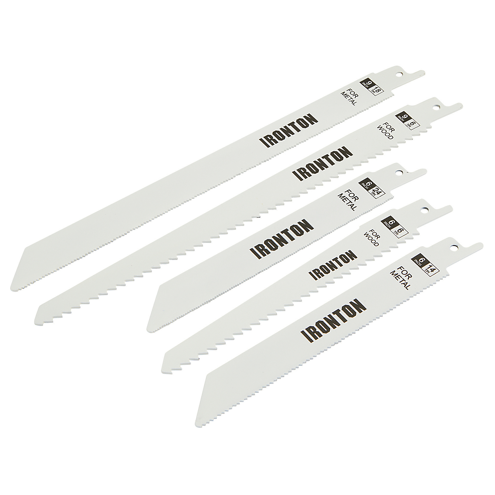 Ironton Reciprocating Saw Blades, 10-Piece Set, 18â24 TPI