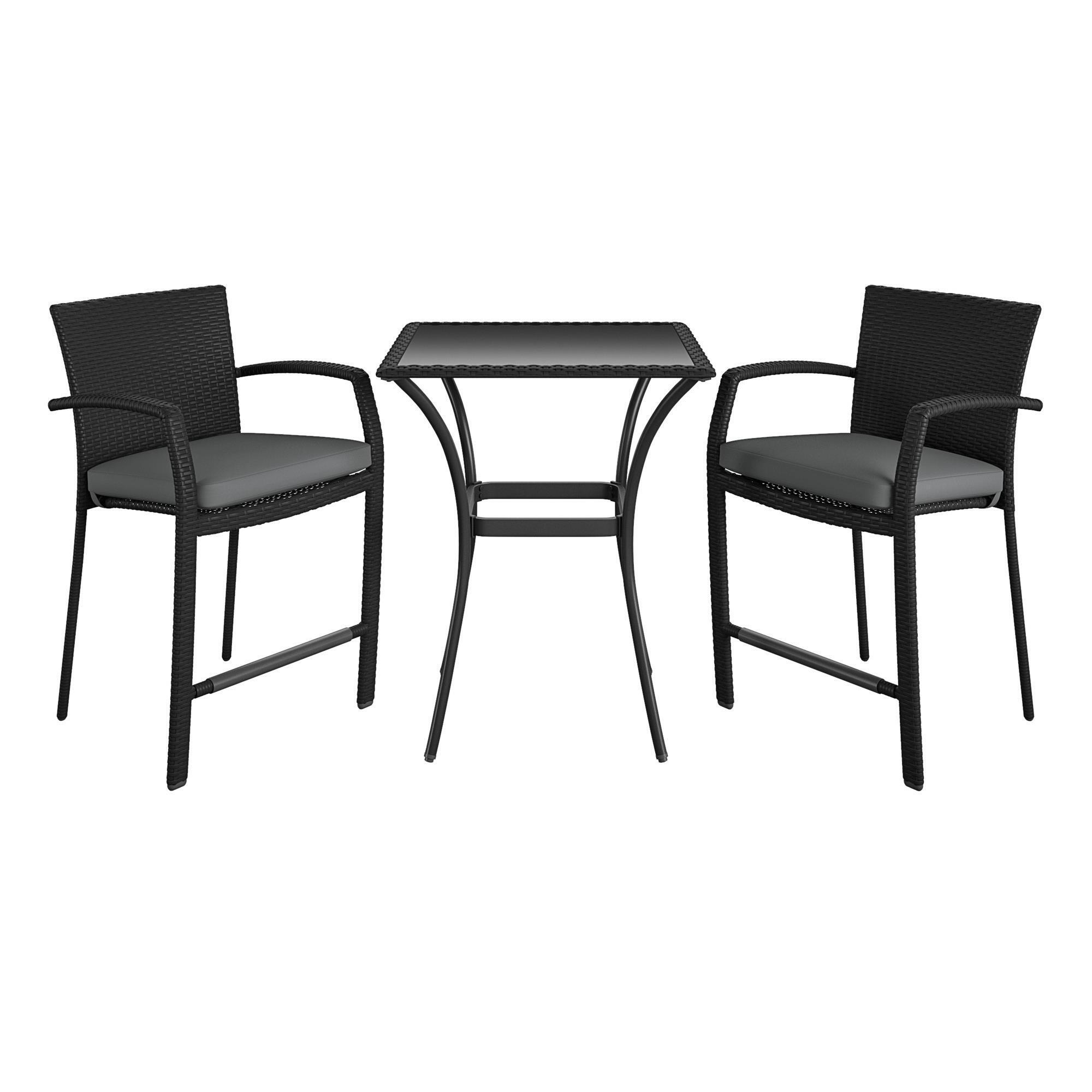 Cosco Outdoor Living, 3 Piece High Top Bistro Patio Furniture Set, Pieces (qty.) 3, Primary Color Black, Seating Capacity 2, Model 88594BGY1E
