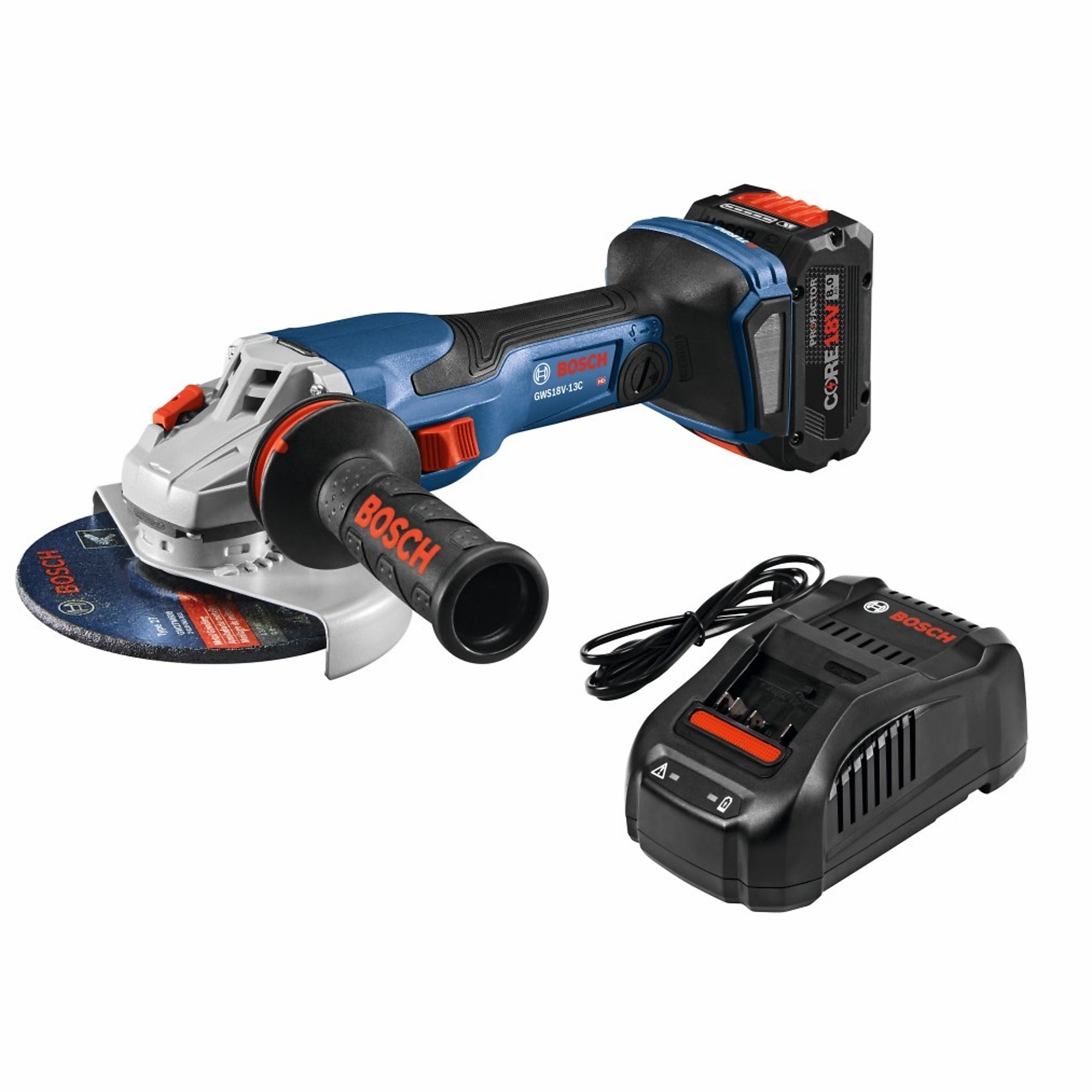 Bosch, PROFACTOR 18V 5 â 6Inch Grinder Kit w/ 8.0 Ah, Wheel Diameter 6 in, Amps 13, Volts 18, Model GWS18V-13CB14