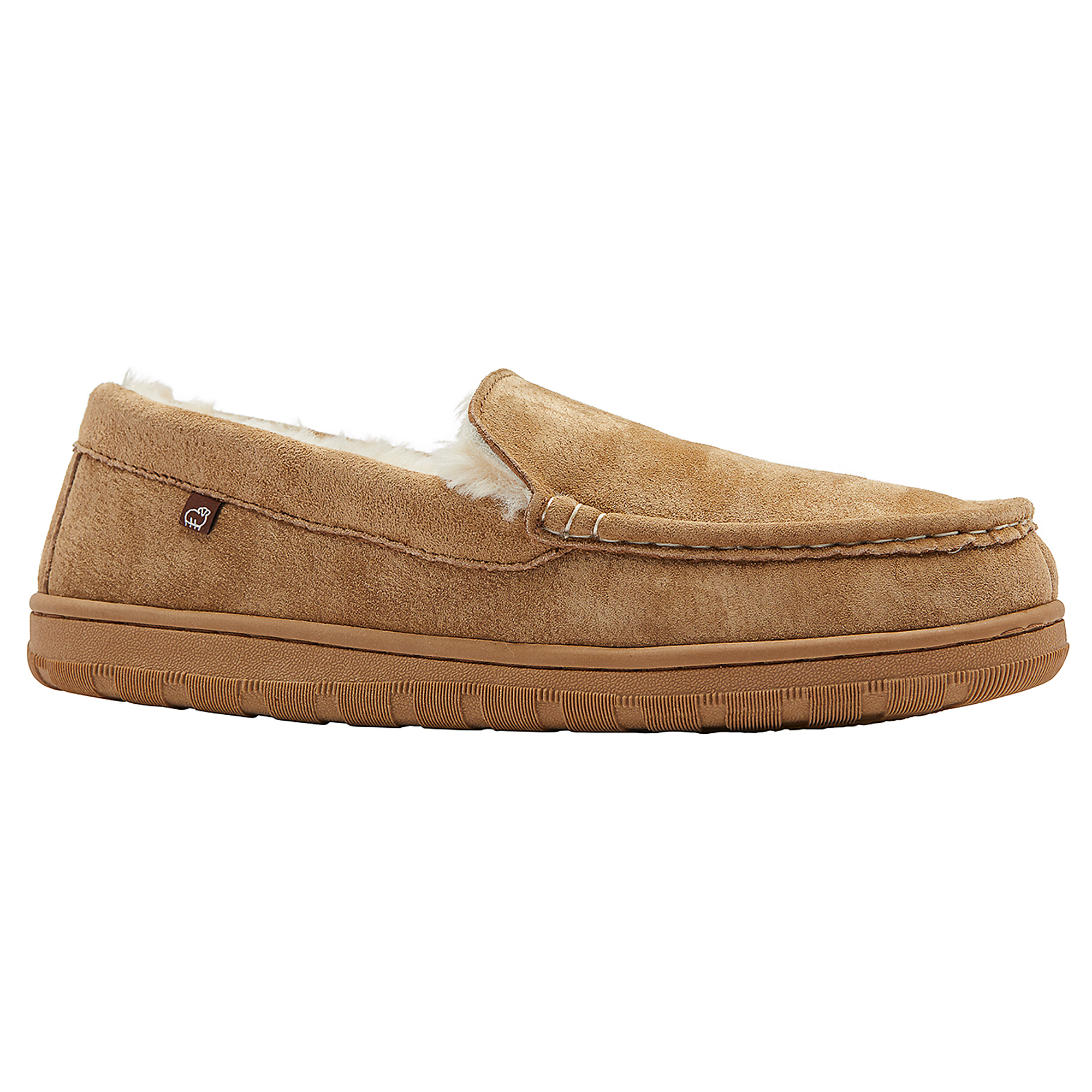 Lamo Footwear, Premium Faux Fur Suede Slipper Moc, Size 15, Width Medium, Color Chestnut, Model EM1913