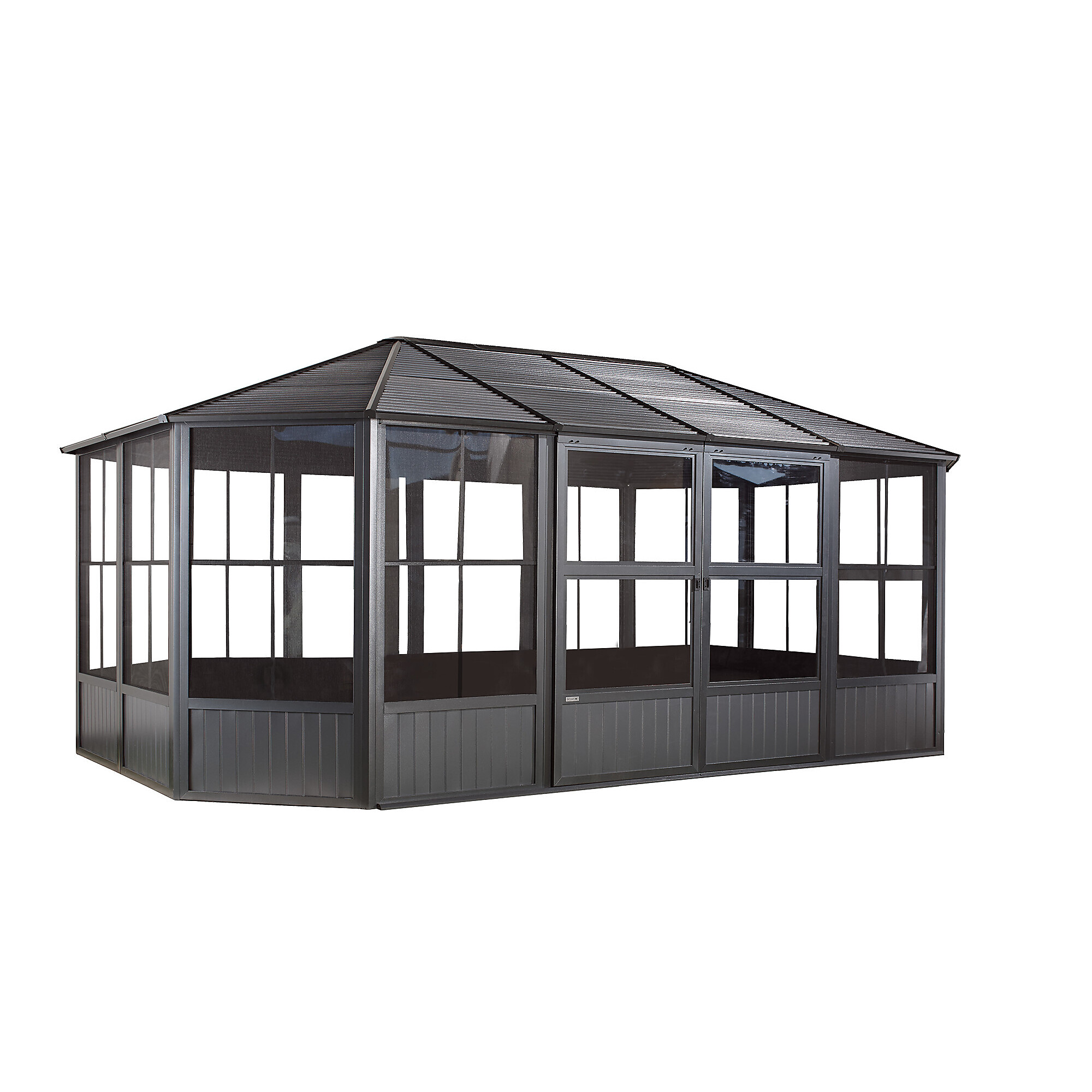 ShelterLogic CHARLESTON, Sojag Charleston 12ft. x 18ft. Solarium, Color Gray, Shape Rectangle, Frame Material Aluminum, Model 448-9163018