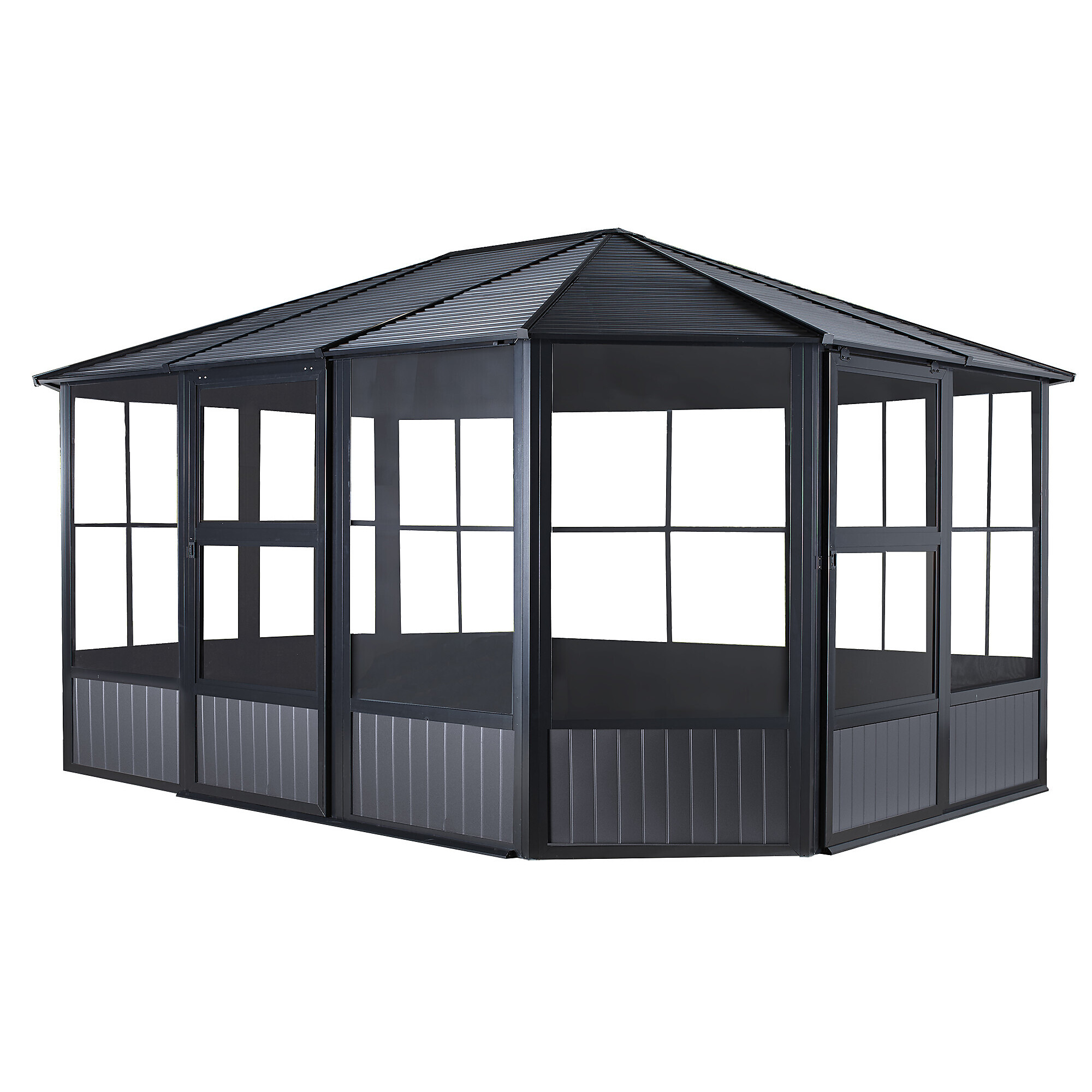 ShelterLogic CHARLESTON, Sojag Charleston 12ft. x 15ft. Solarium, Color Gray, Shape Rectangle, Frame Material Aluminum, Model 445-9163001