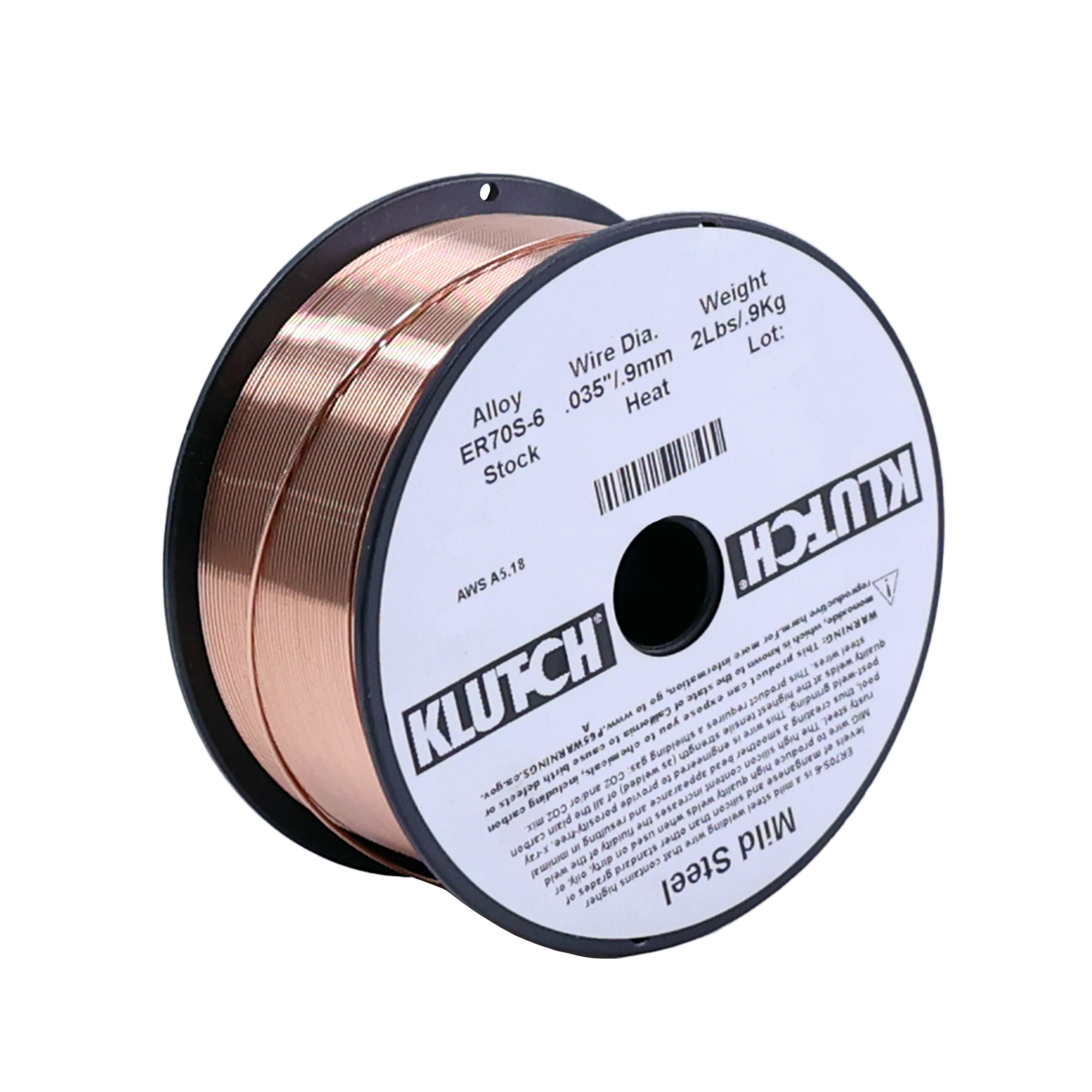 Klutch ER70S-6 Carbon Steel Welding Wire, Size 0.035Inch, 2-Lb. Spool, Model ER70S6-035-02NT