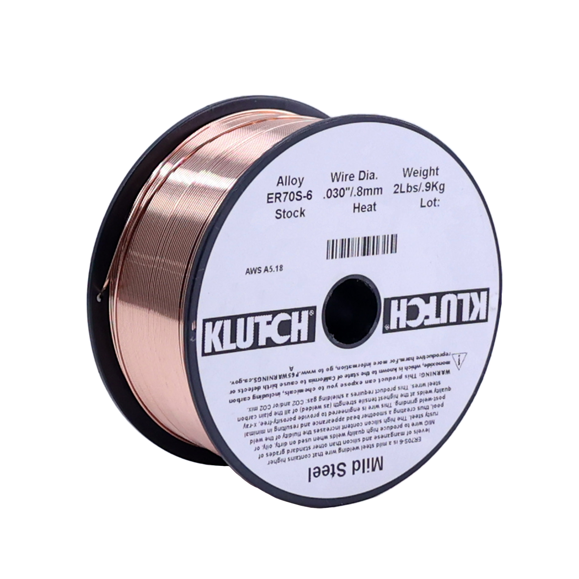 Klutch ER70S-6 Carbon Steel MIG Welding Wire, Size 0.03Inch, 2-Lb. Spool, Model ER70S6-030-02NT