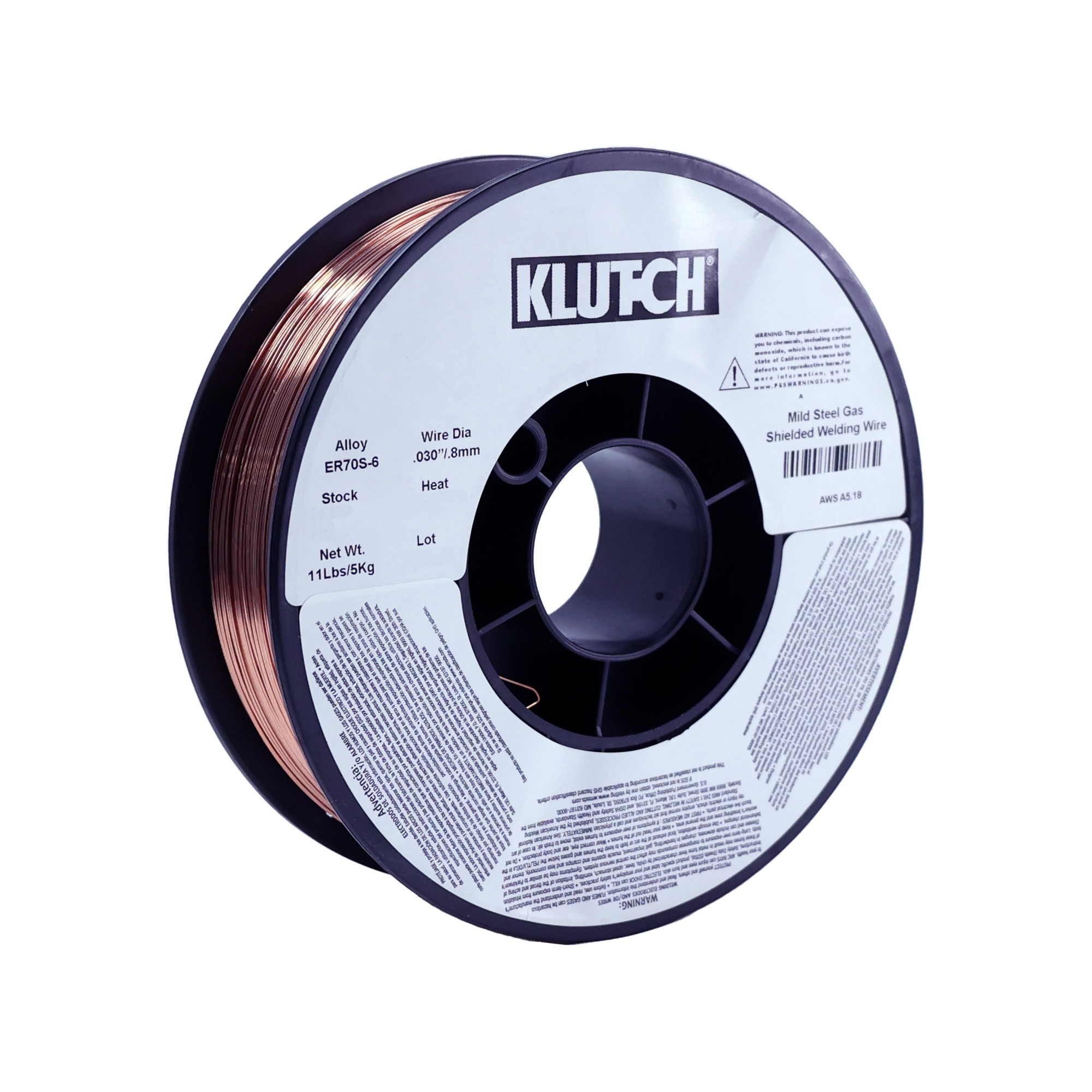 Klutch ER70S-6 Carbon Steel MIG Welding Wire, Size 0.030Inch, 11-Lb. Spool, Model ER70S6-030-11NT