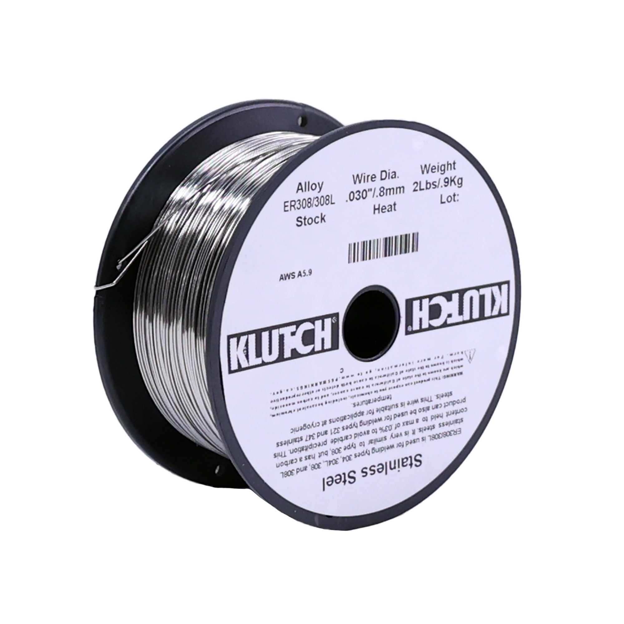Klutch ER308L Stainless Steel MIG Welding Wire, Size 0.030Inch, 2-Lb. Spool, Model ER308L-030-02NT