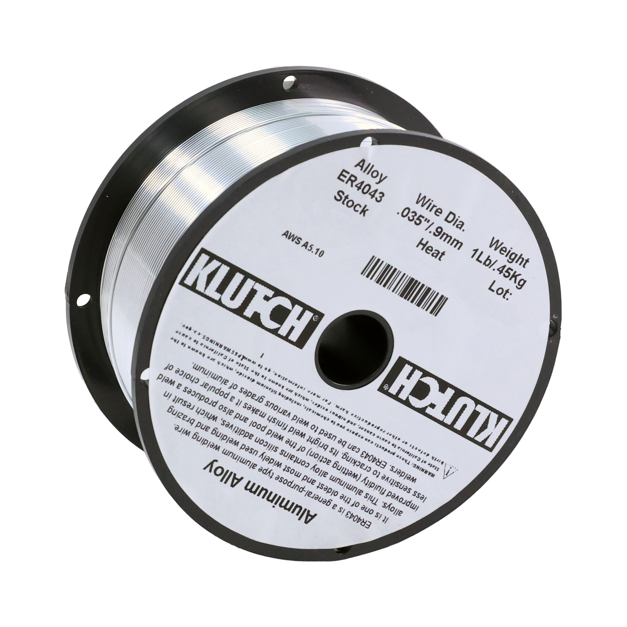 Klutch ER4043 Aluminum MIG Welding Wire, Size 0.035Inch, 1-Lb. Spool, Model ER4043-035-01NT