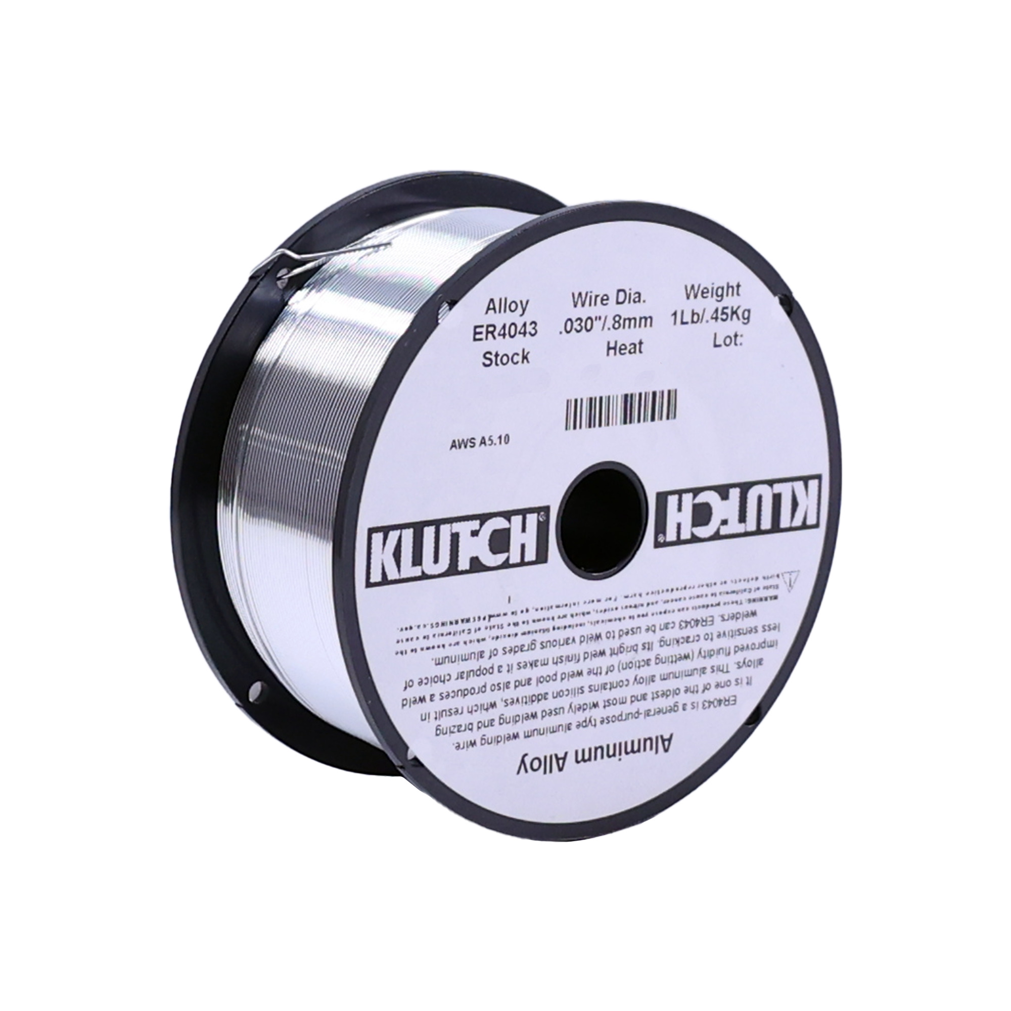 Klutch ER4043 Aluminum MIG Welding Wire, Size 0.030Inch, 1-Lb. Spool, Model ER4043-030-01NT