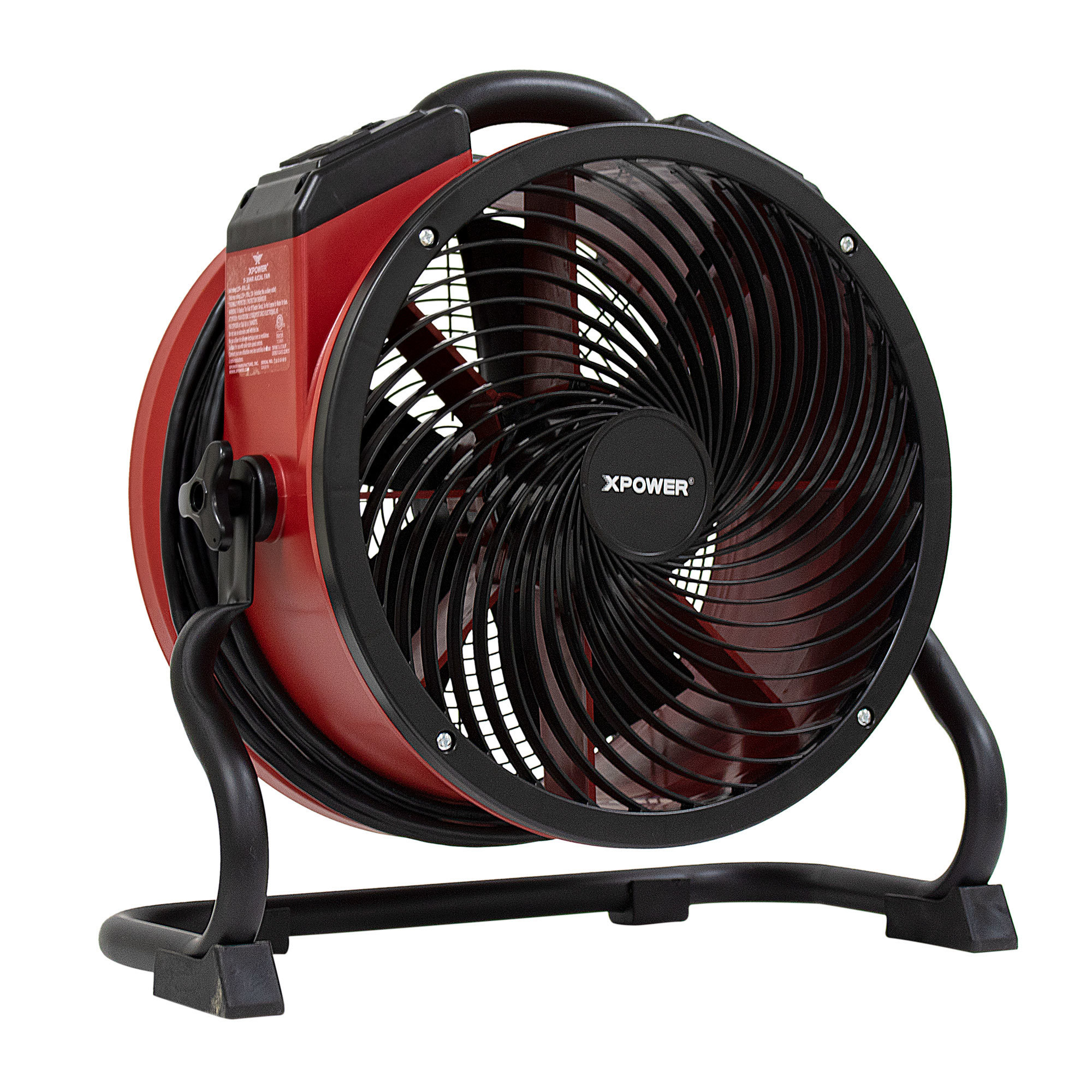 XPOWER, 1/4 HP Axial Air Mover Fan w/ Power Outlets - Red, Fan Type Carpet Blowers, Fan Diameter 14 in, Air Delivery 2100 cfm, Model X-39AR-Red