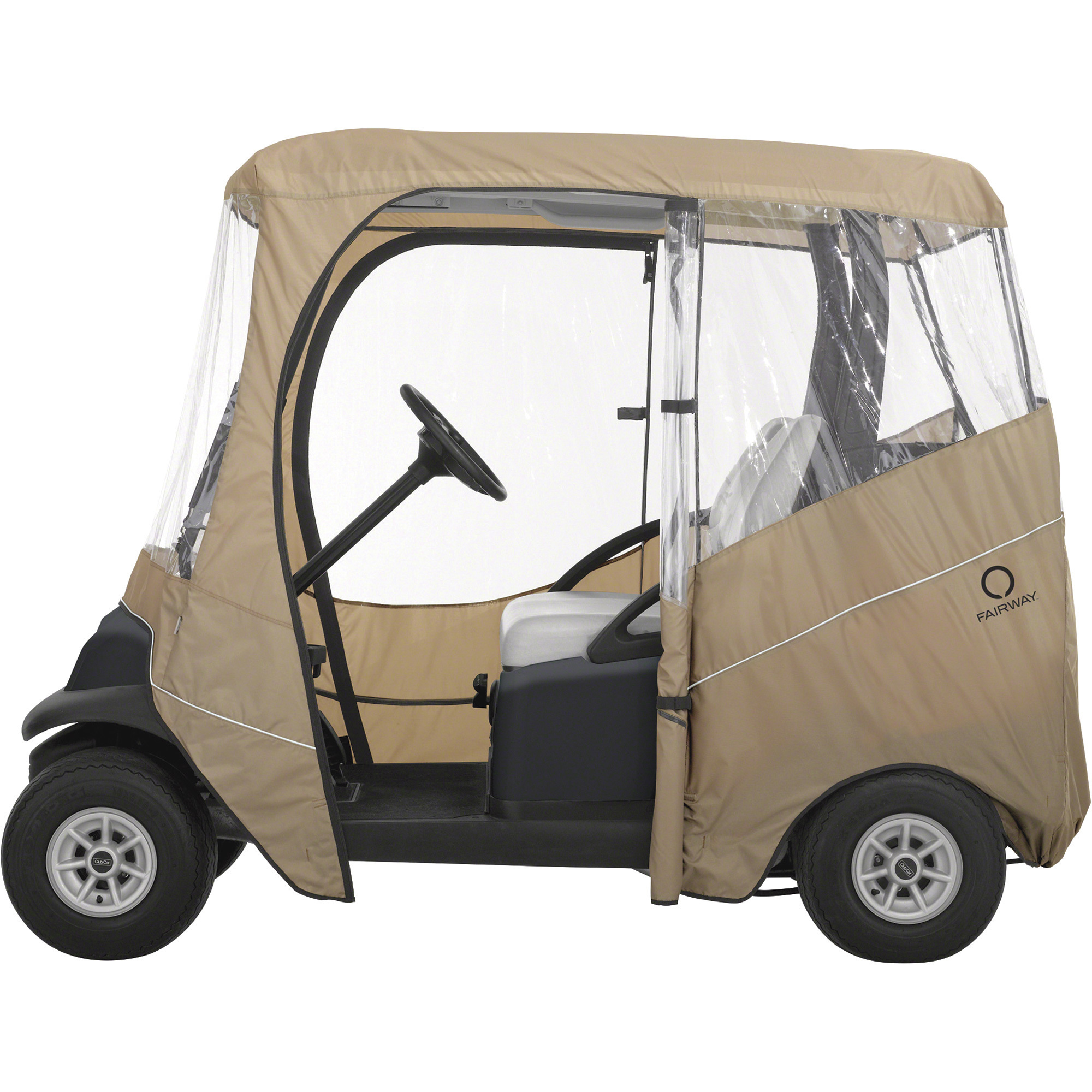 Classic Accessories Fairway Golf Cart Travel Enclosure, Fits 2-Person Carts, Short Roof, Light Khaki, 63Inch L Roof, Model 40-045-335801-00