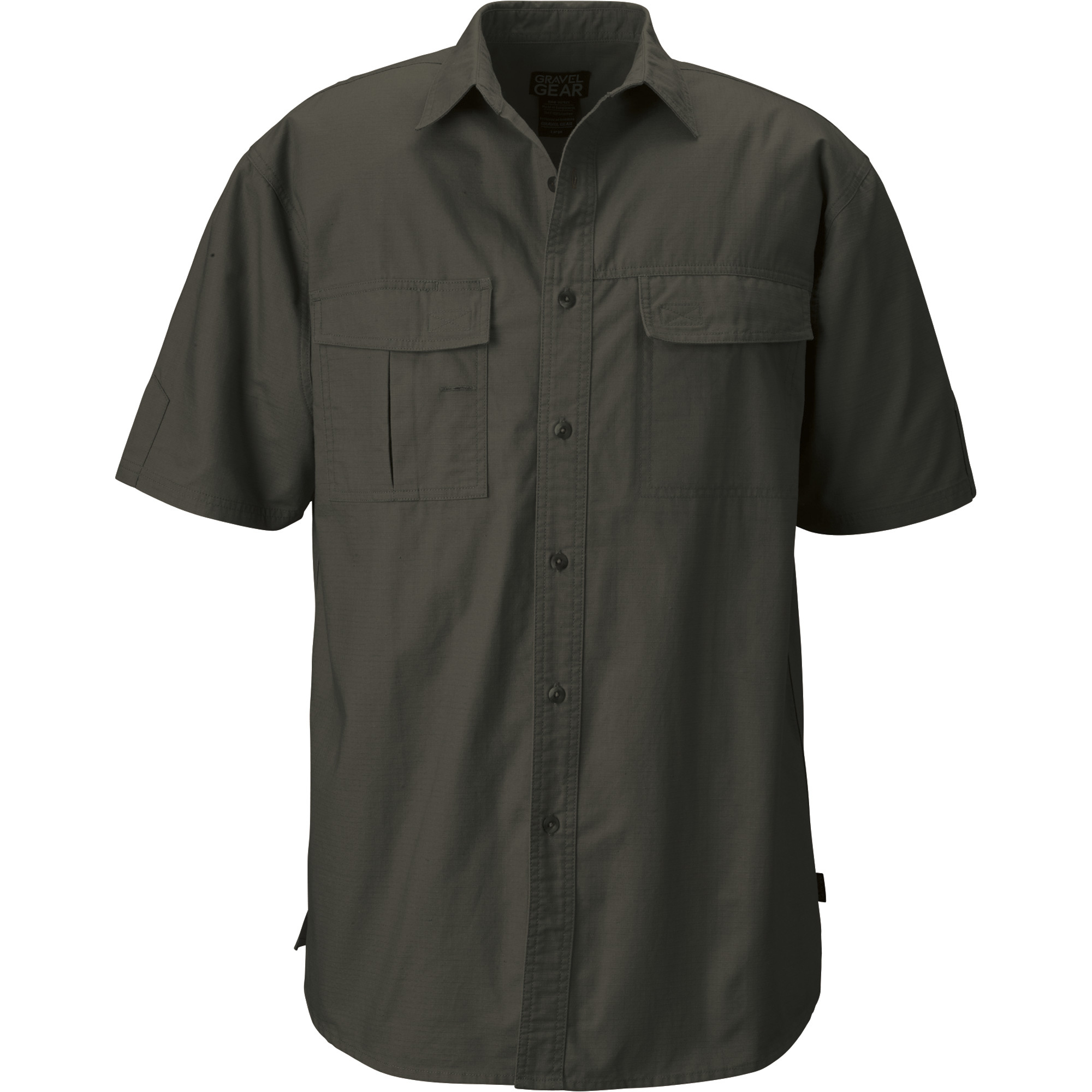 Gravel Gear Men's Cotton Ripstop Short Sleeve Work Shirt with Teflon Fabric Protector â Moss, Medium