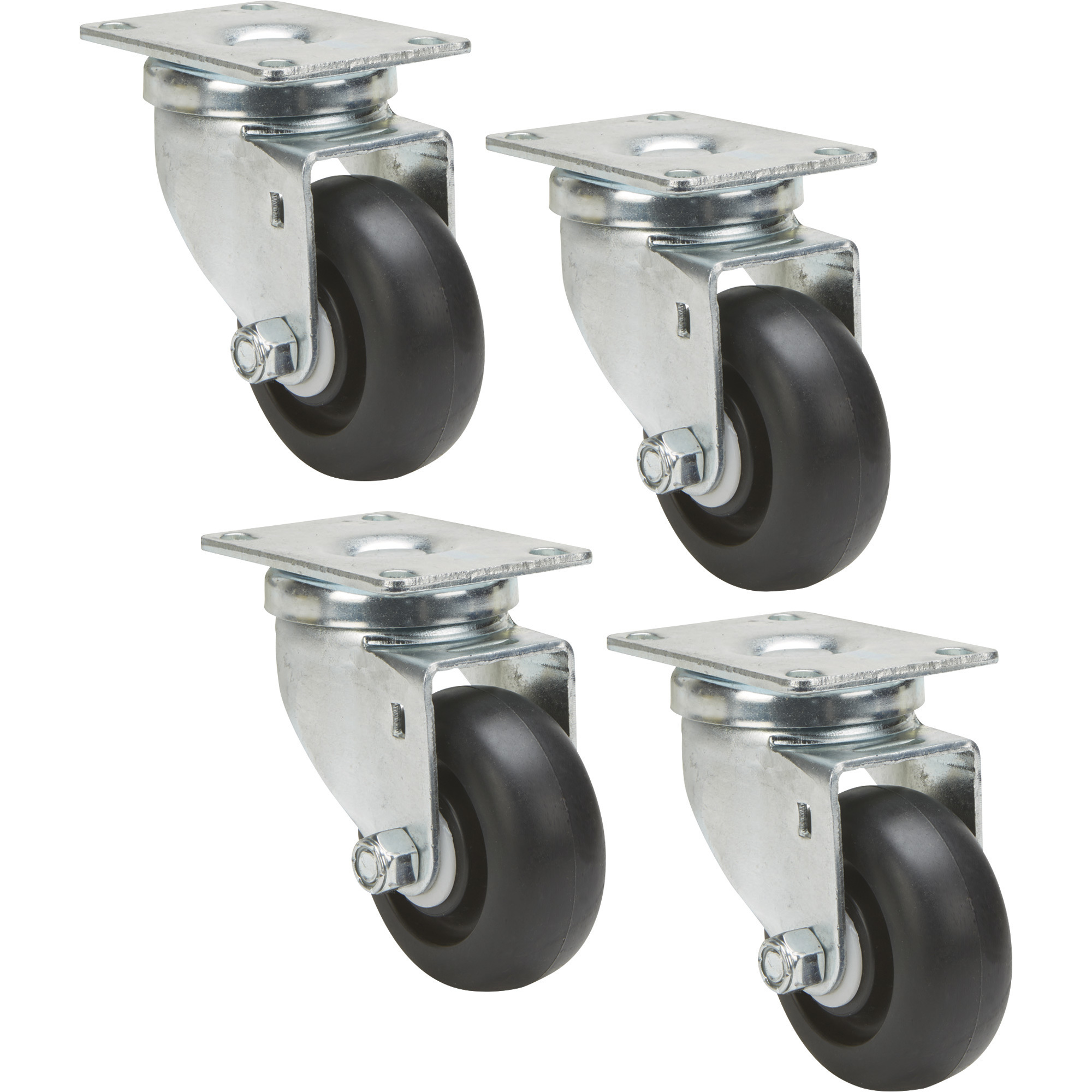 Ironton 3Inch Swivel Nonmarking Polyolefin Casters, 4-Pack, 1000-Lb. Capacity/Set, 250-Lb. Capacity Each