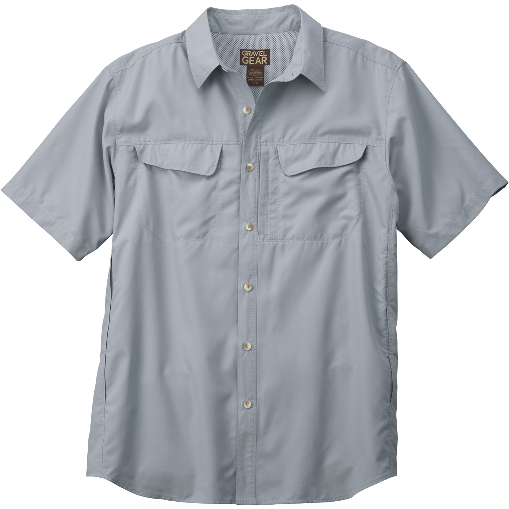 Gravel Gear Men's UPF 30 Quick-Dry Polyester Ripstop Shirt - Short Sleeve, Steel Gray, Medium