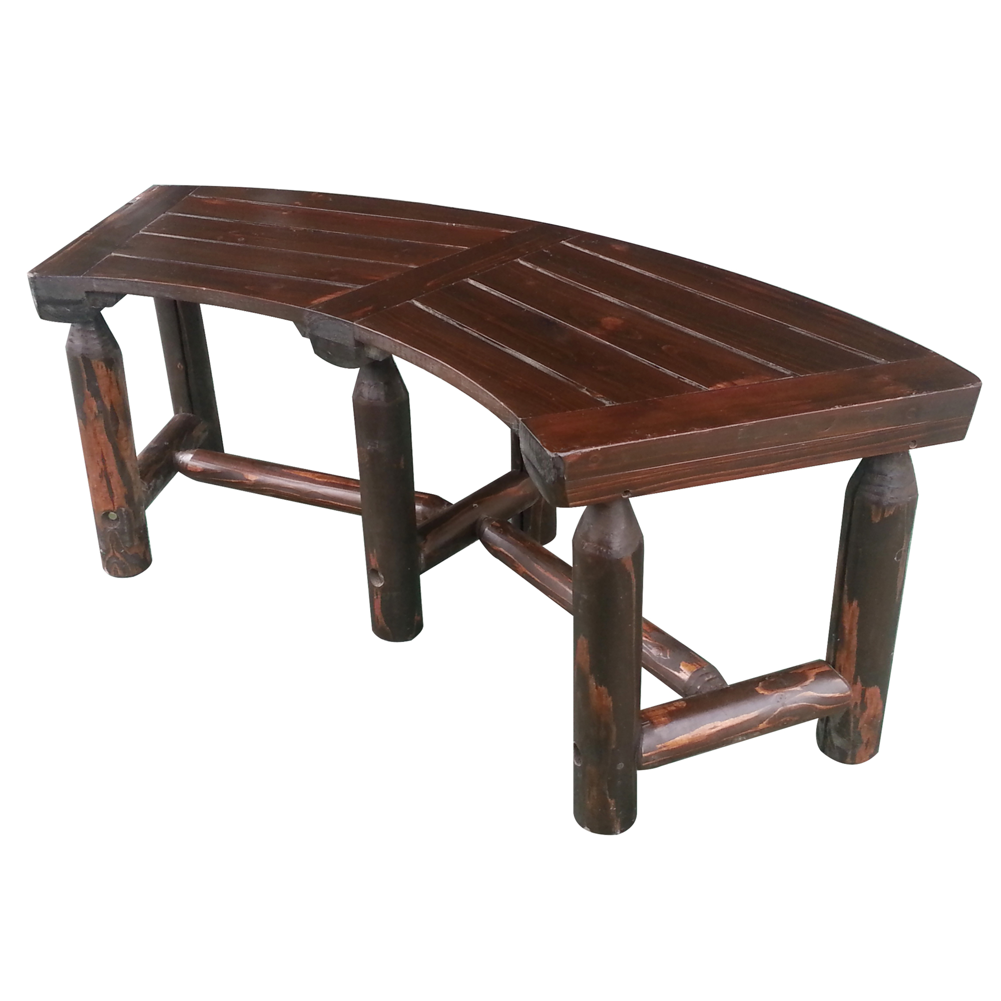 Leigh Country, Char-Log Curved Bench, Primary Color Brown, Material Wood, Width 50 in, Model TX 94017