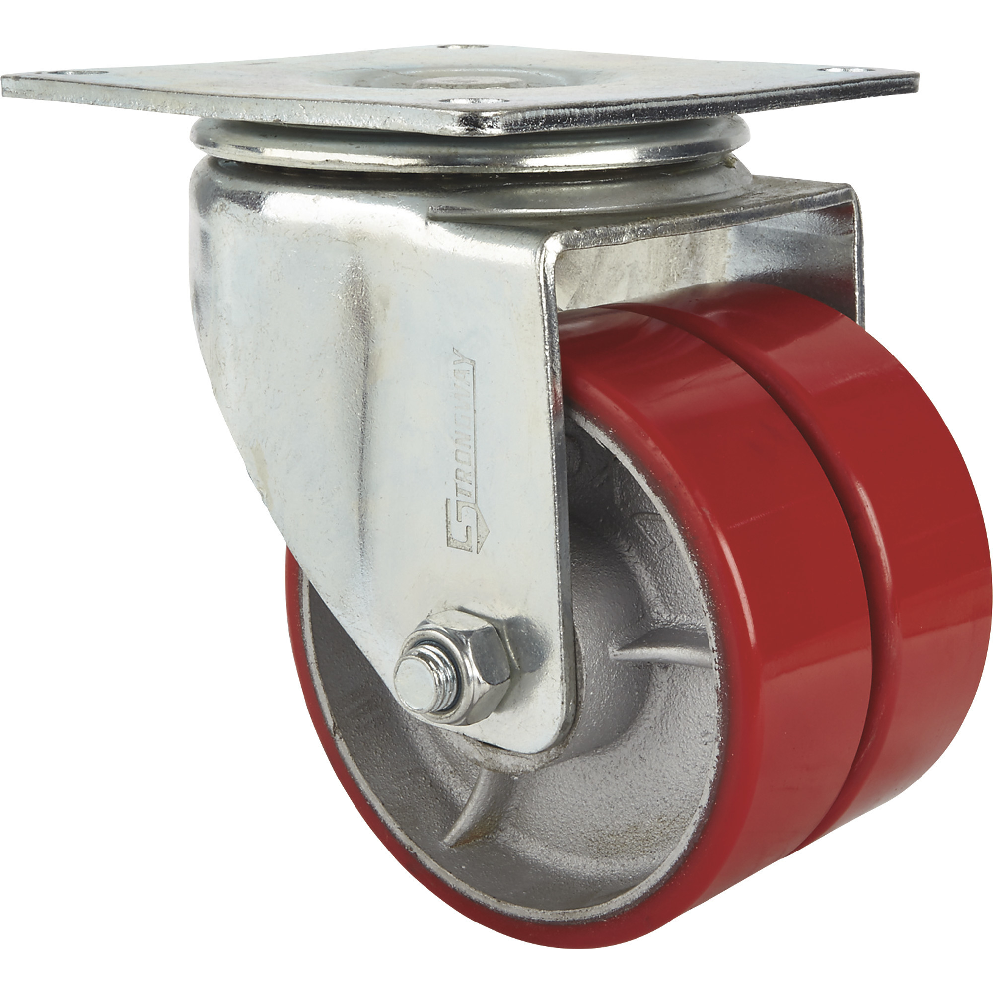 Strongway 6Inch Swivel Heavy-Duty Dual-Wheel Caster, 2,200-Lb. Capacity, Polyurethane Wheels/Steel Core