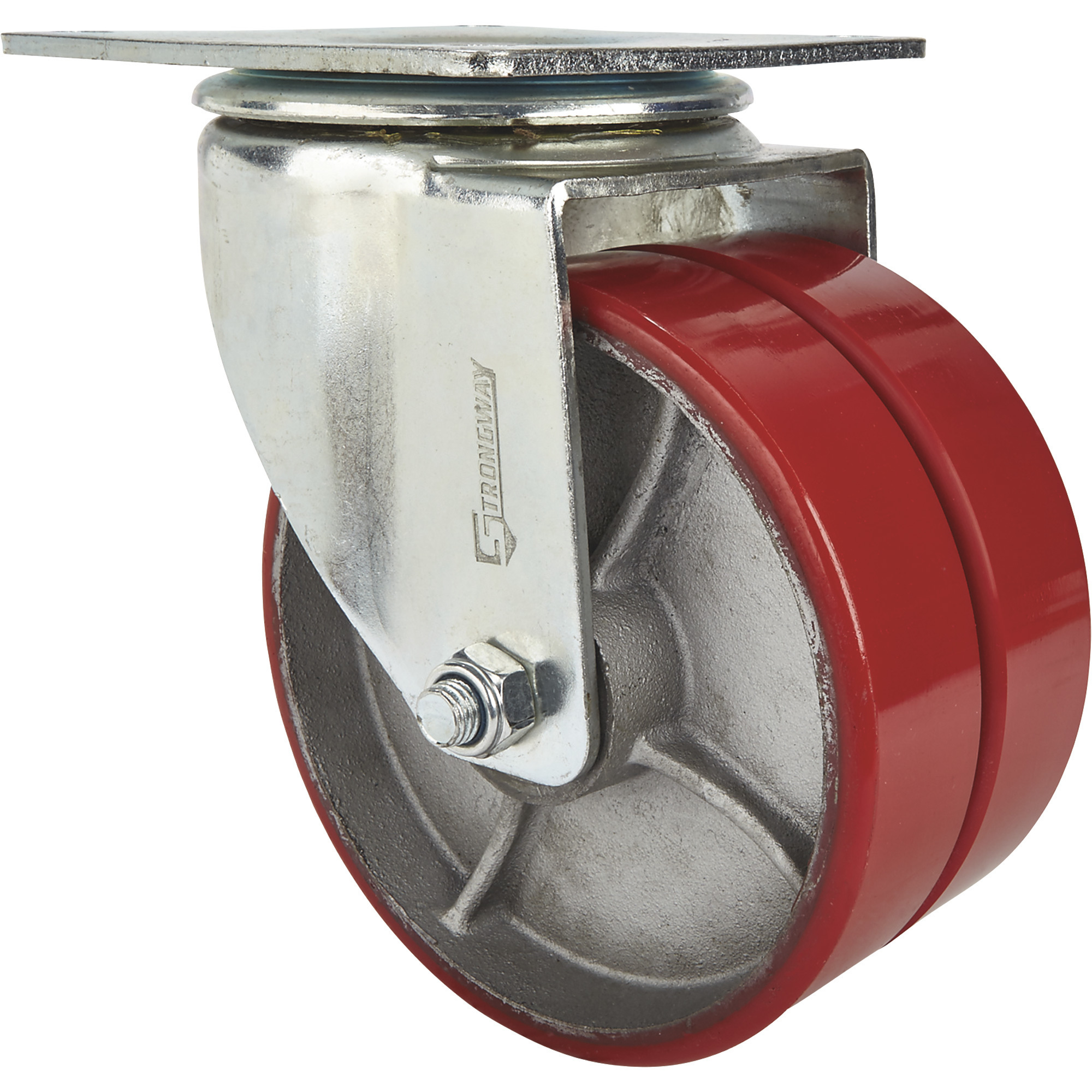 Strongway 8Inch Swivel Heavy-Duty Dual-Wheel Caster, 2,600-Lb. Capacity, Polyurethane Wheels/Steel Core