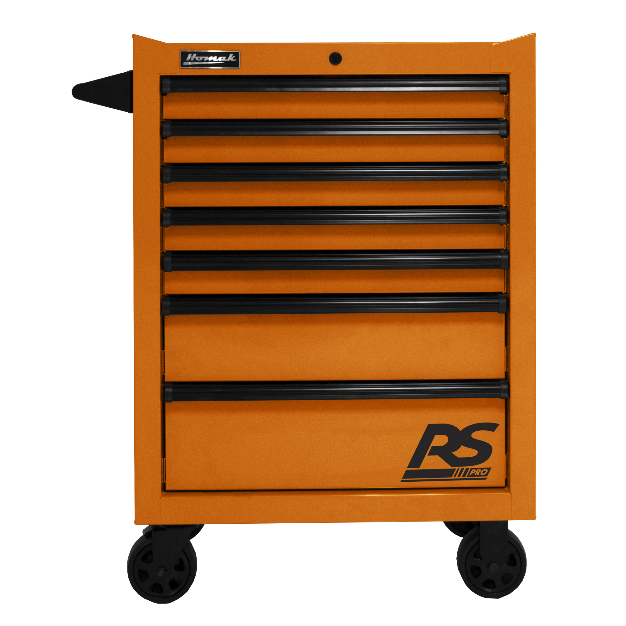 Homak RS Pro, 27Inch RS PRO 7 DWR ROLLER CABINET-ORANGE, Width 39 in, Height 27 in, Color Orange, Model OG04027770