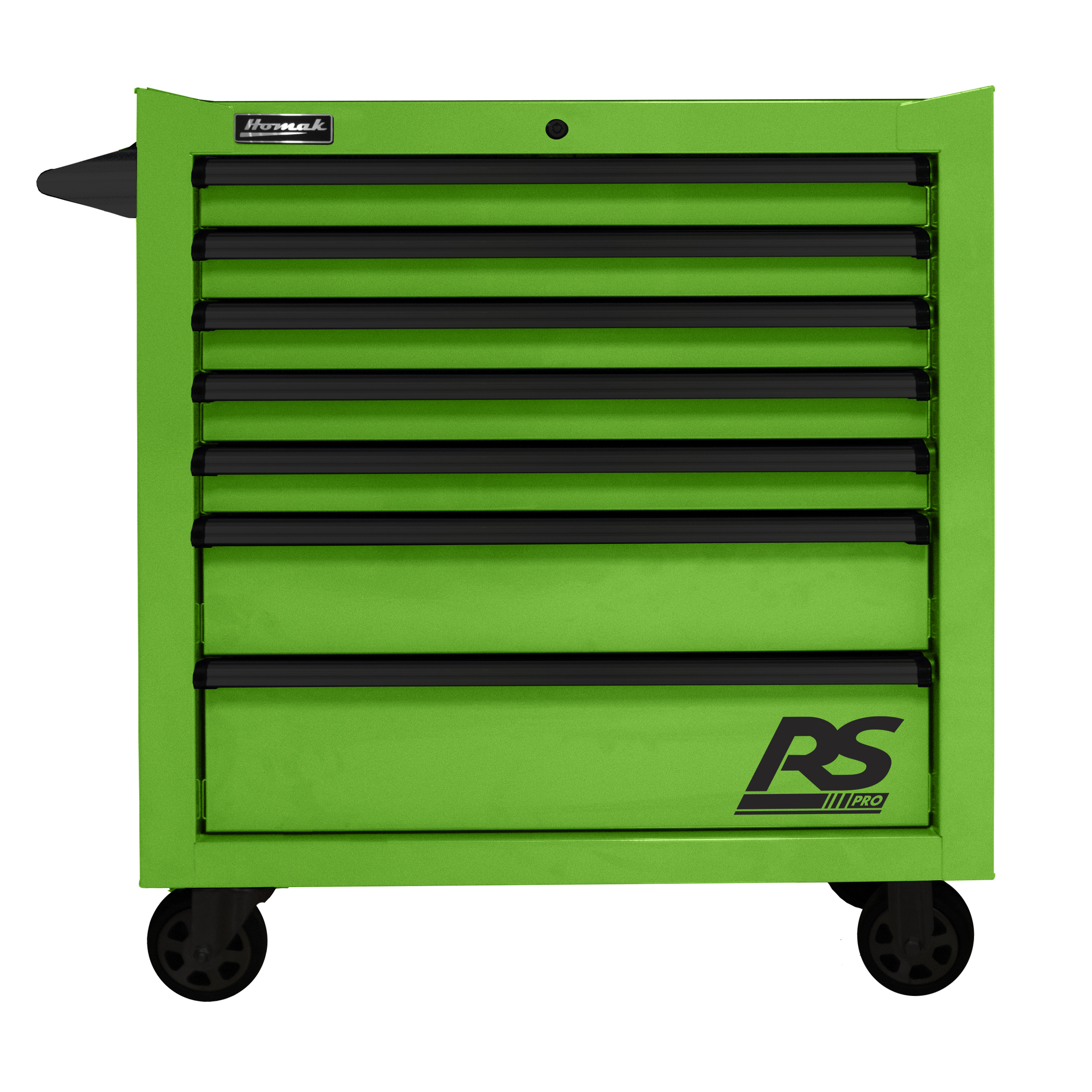 Homak RS Pro, 36Inch RS PRO 7 DWR ROLLING CABINET-LIME GREEN, Width 39 in, Height 36 in, Color Green, Model LG04036070