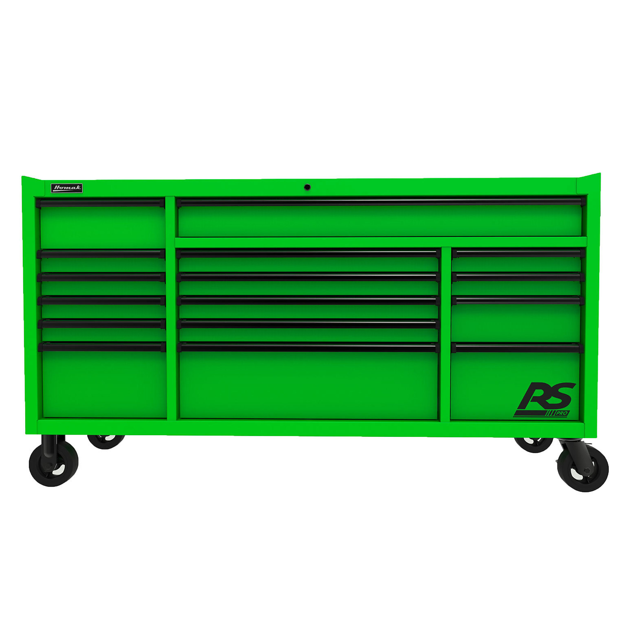 Homak RS Pro, 72Inch RS PRO 16 DWR ROLLER CABINET-LIME GREEN, Width 39 in, Height 72 in, Color Green, Model LG04072160