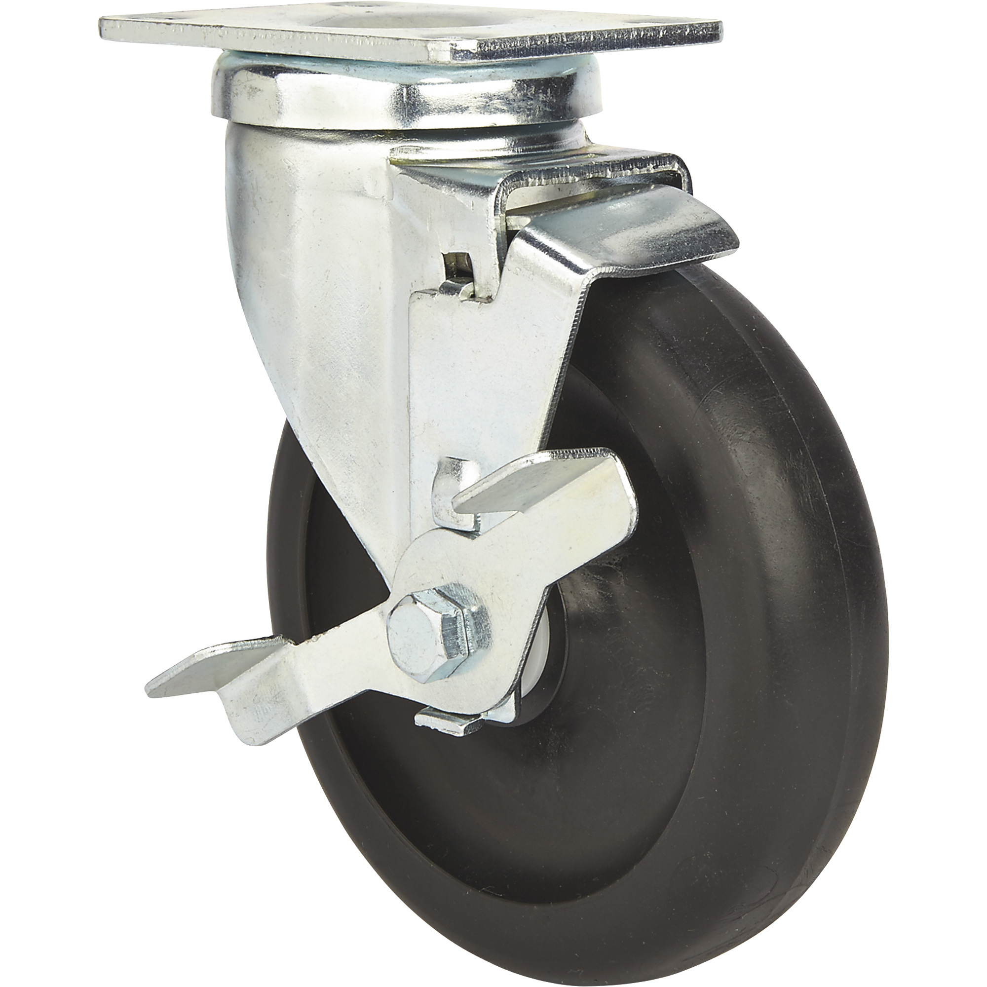 Ironton Light-Duty 5Inch Swivel Nonmarking Polyolefin Caster with Brake, 400-Lb. Capacity, Black