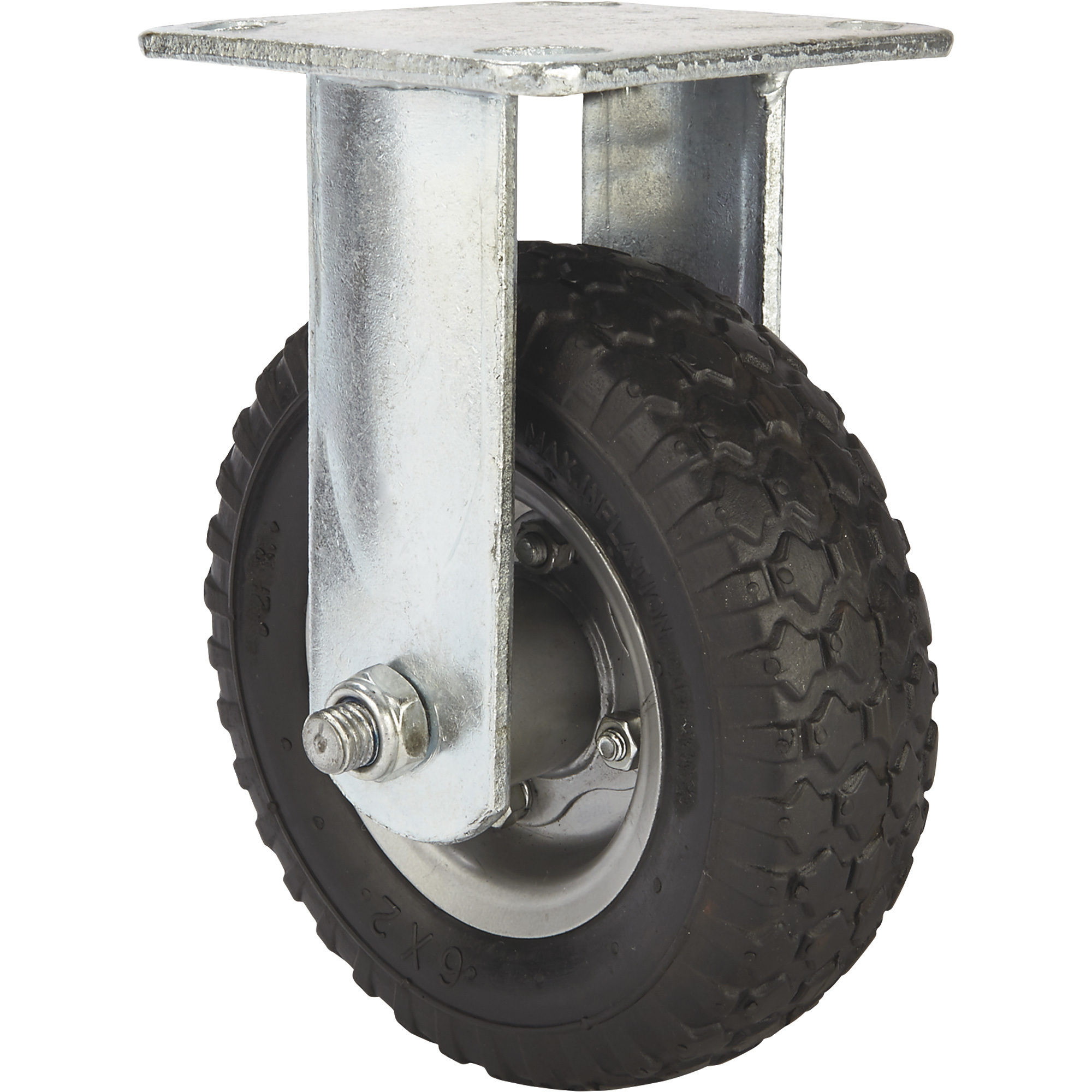 Strongway 6Inch Rigid Flat-Free Rubber Foam-Filled Caster, 200-Lb. Capacity, Knobby Tread