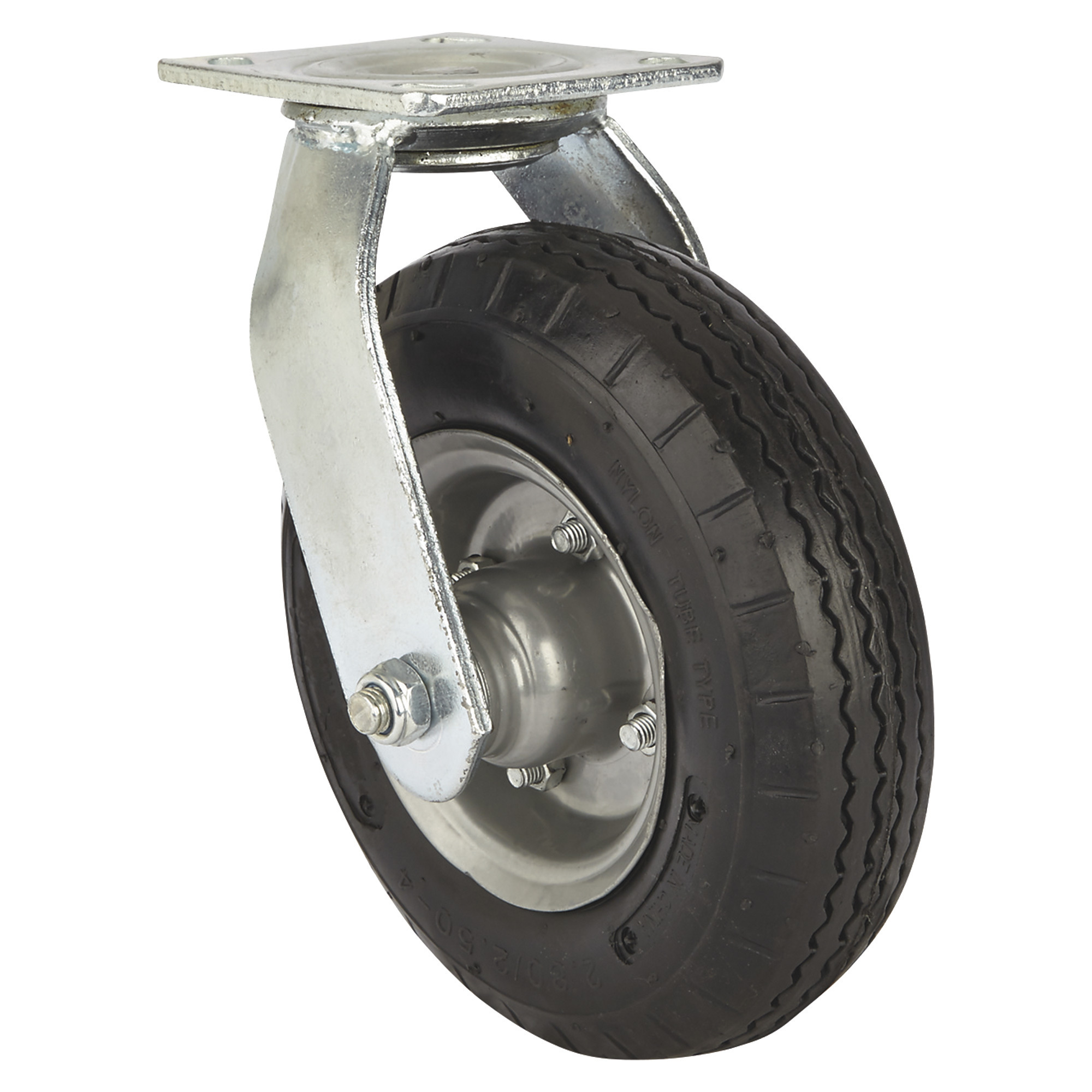 Strongway 8Inch Swivel Flat-Free Rubber Foam-Filled Caster, 250-Lb. Capacity, Sawtooth Tread