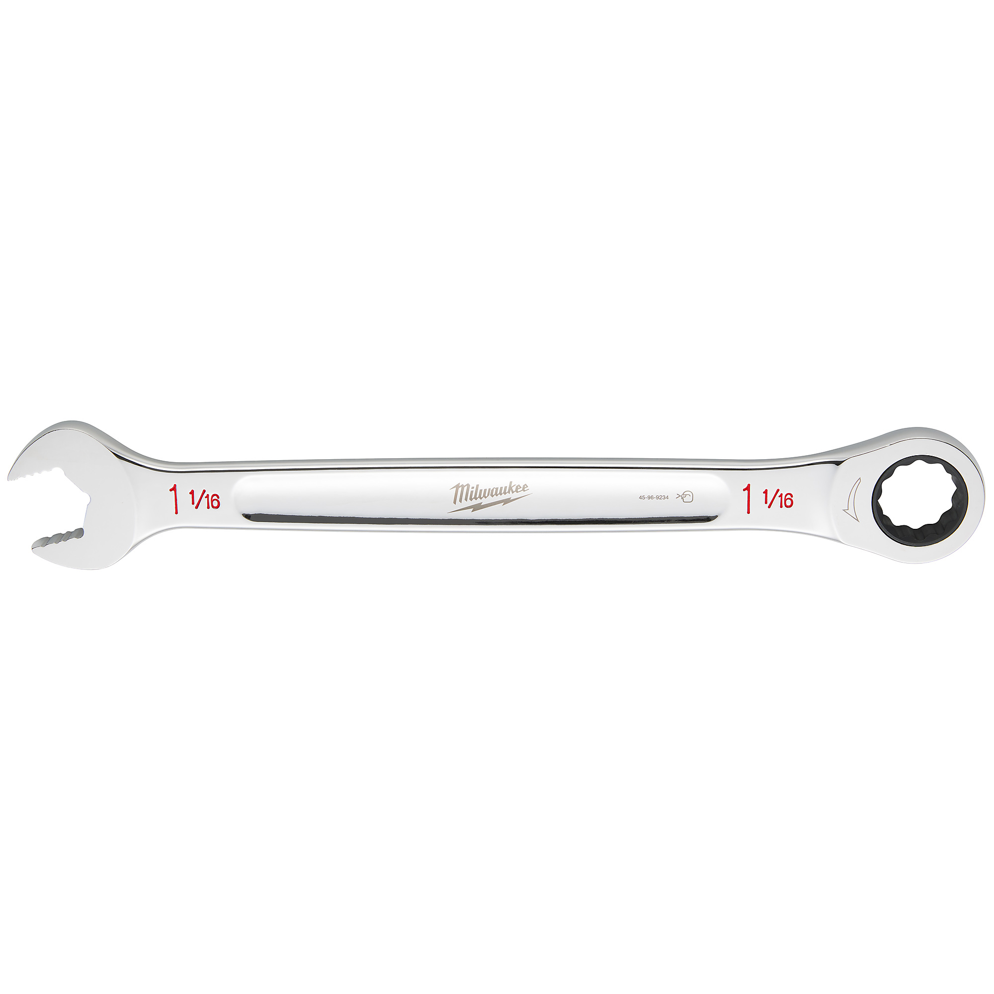 Milwaukee, 1-1/16Inch RATCHETING COMB WRENCH, Pieces (qty.) 1 Tool Length 14.43 in, Measurement Standard Standard (SAE), Model 45-96-9234