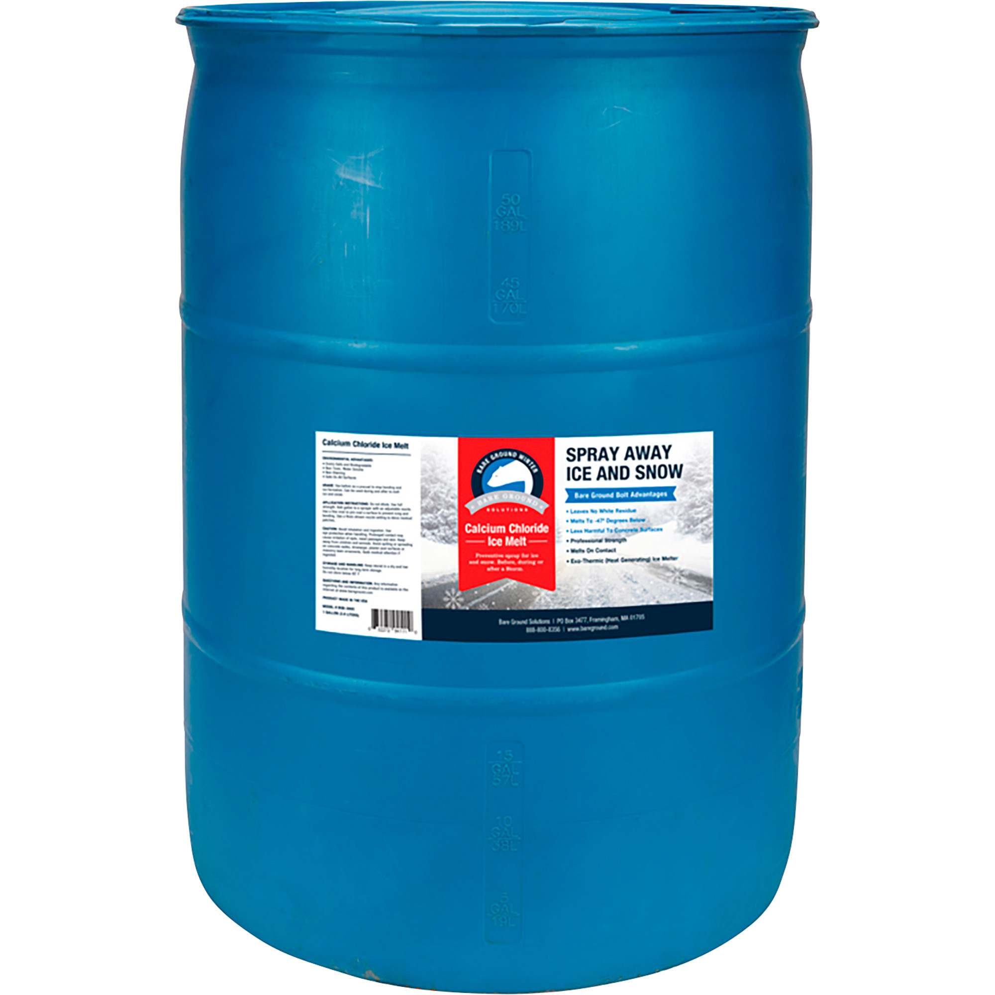 Bare Ground Solution Calcium Chloride Liquid Ice Melt, 30-Gallon Drum, Model BGB-30DC