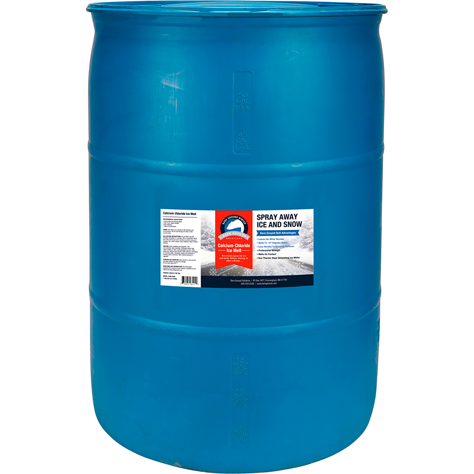 Bare Ground Solution Calcium Chloride Liquid Ice Melt, 55-Gallon Drum, Model BGB-55DC