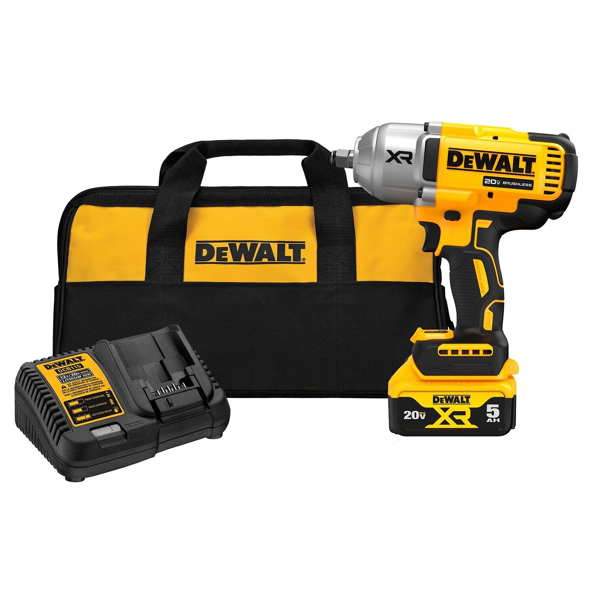 DEWALT, 20v MAX 1/2Inch High Torque Impact Wrench Kit, Drive Size 1/2 in, Volts 20 Battery Type Lithium-ion, Model DCF900P1