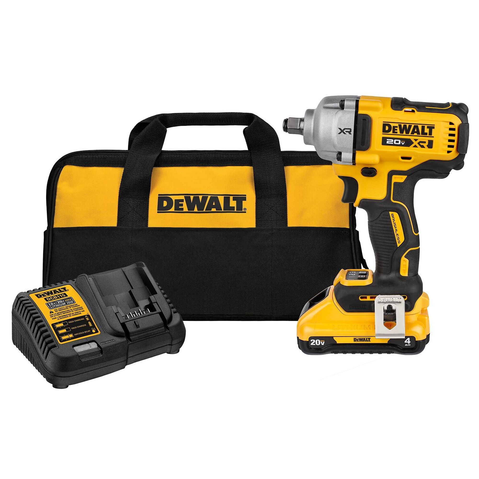 DEWALT, 20V MAX* XR 1/2Inch Mid-Range Impact Wrench Kit, Drive Size 1/2 in, Volts 20, Battery Type Lithium-ion, Model DCF891Q1