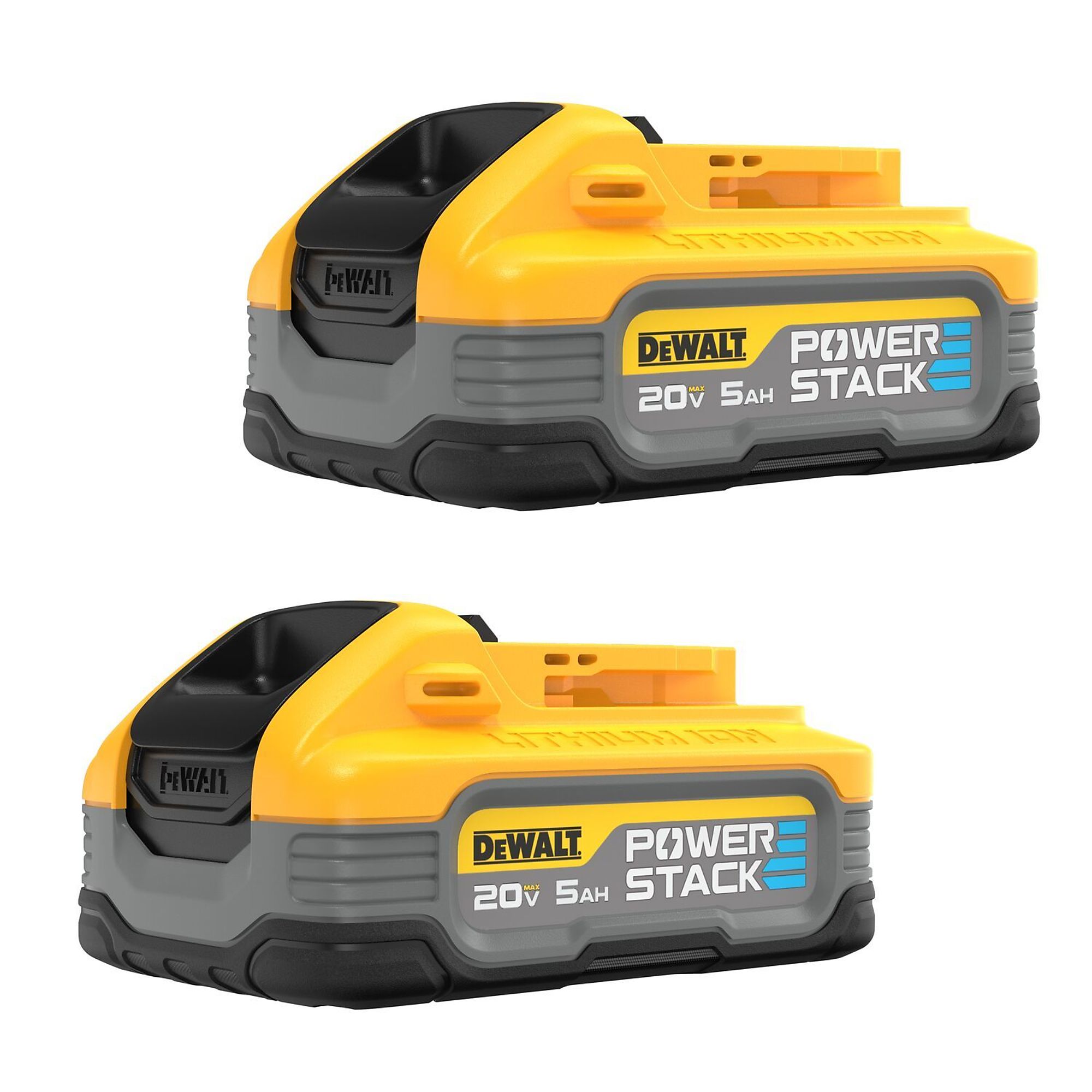 DeWalt20VMAX, Power Stack 5AH Battery 2-Pack, Volts 20, Battery Type Lithium-ion, Batteries (qty.) 2, Model DCBP520-2