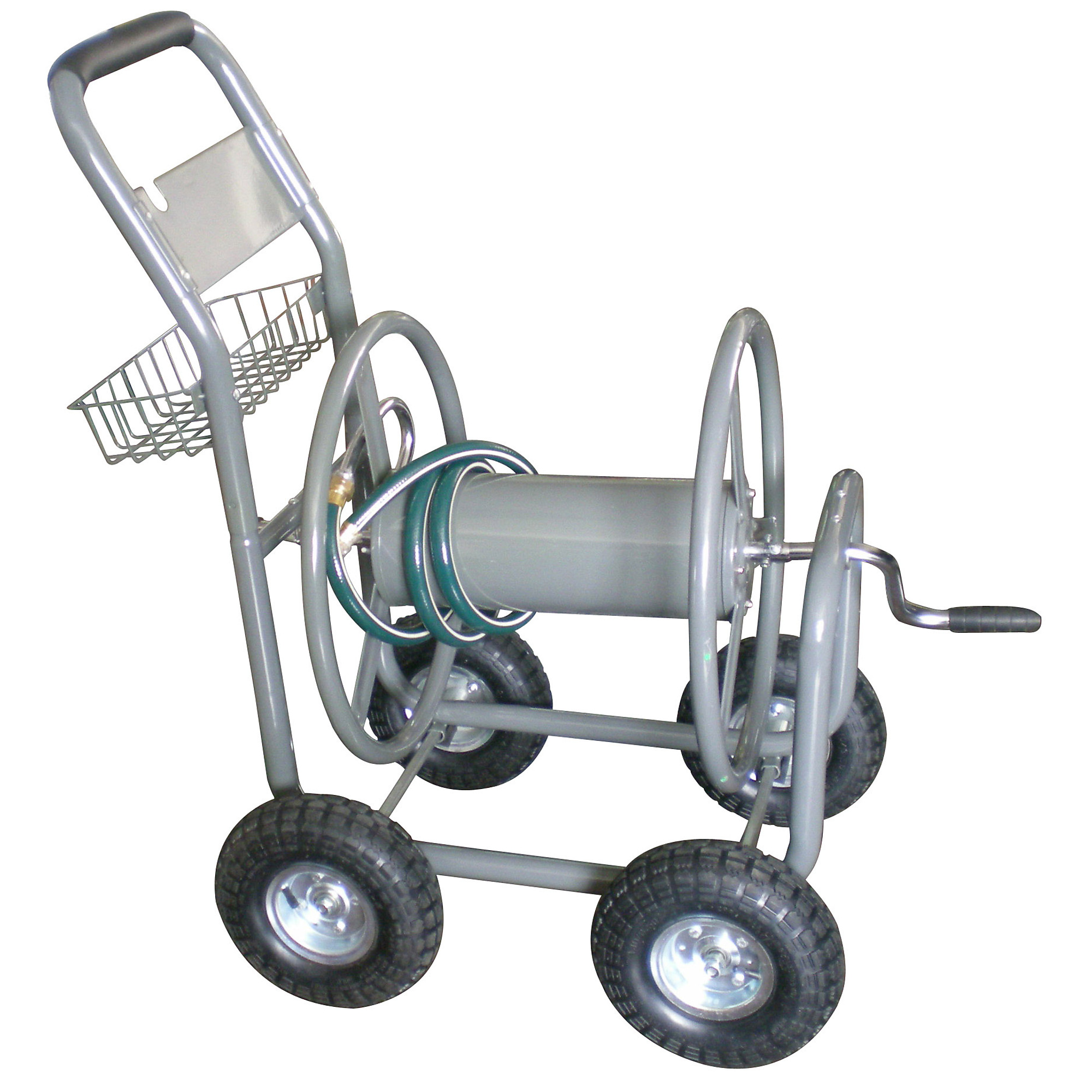 Yard Tuff, Hose Reel Cart, Hose Length Capacity 300 ft, Color Gray, Model YTF-30058PW