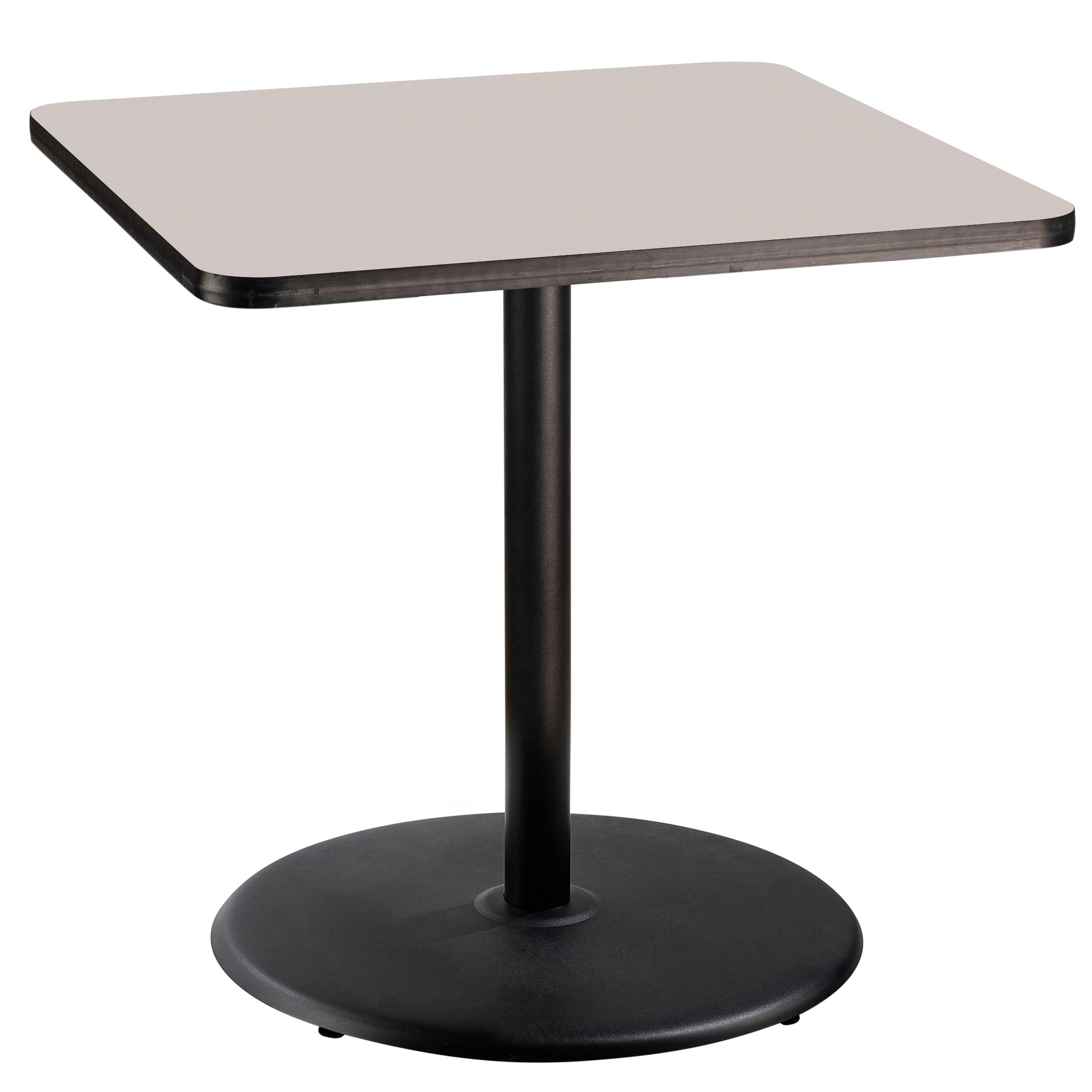 Cafe Table, 36x36x36 Square """"R"""" Base, Height 36 in, Model - National Public Seating CT33636RCPBTMGY