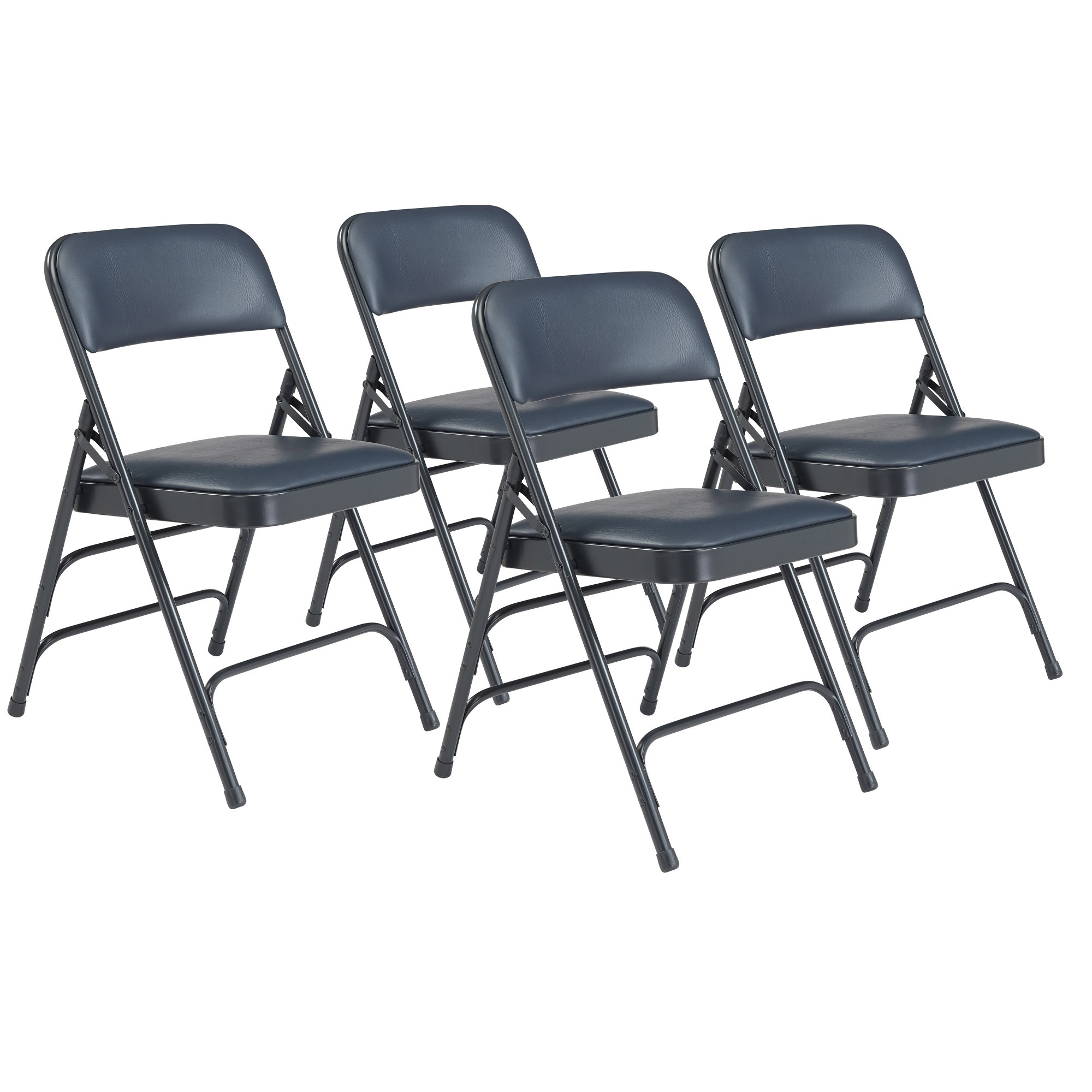 National Public Seating 1300 Series Premium Vinyl Upholstered Triple Brace Double Hinge Folding Chairs, 4-Pack -  1304