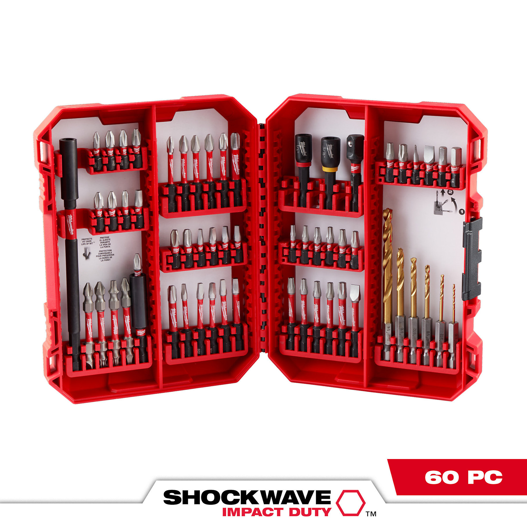 Milwaukee, SHOCKWAVE Impact Duty Drill Drive Set - 60PC, Included (qty.) 60 Model 48-32-4097