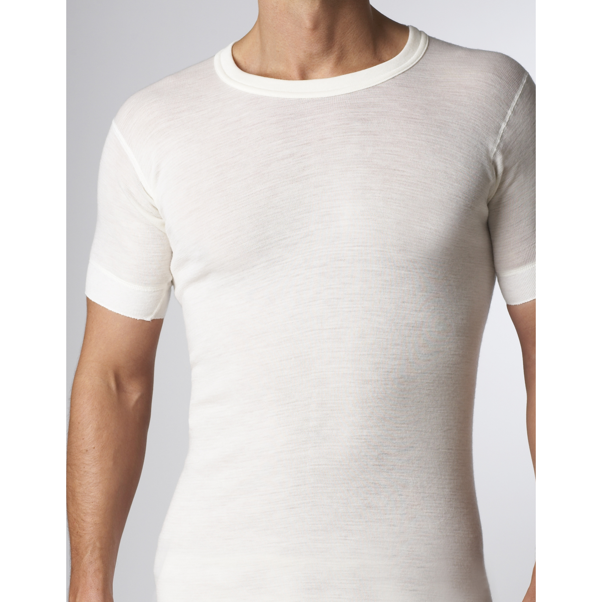 Stanfield's, Men's Superwash Wool Short Sleeve Shirt, Size M, Color NATURAL, Model 4311-Natural-M