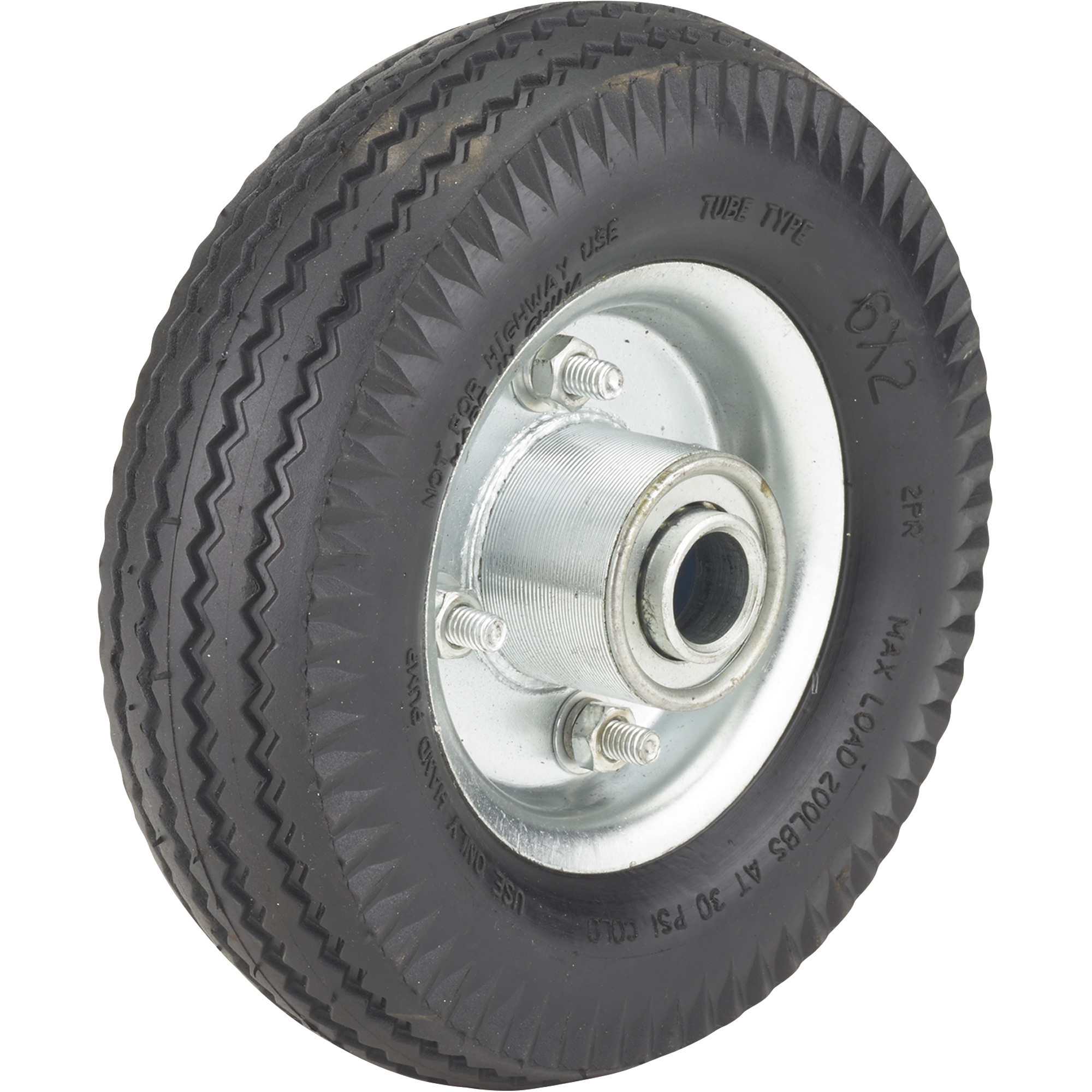 Ironton 6Inch Pneumatic Wheel and Tire-- 200-Lb. Capacity, Sawtooth Tread